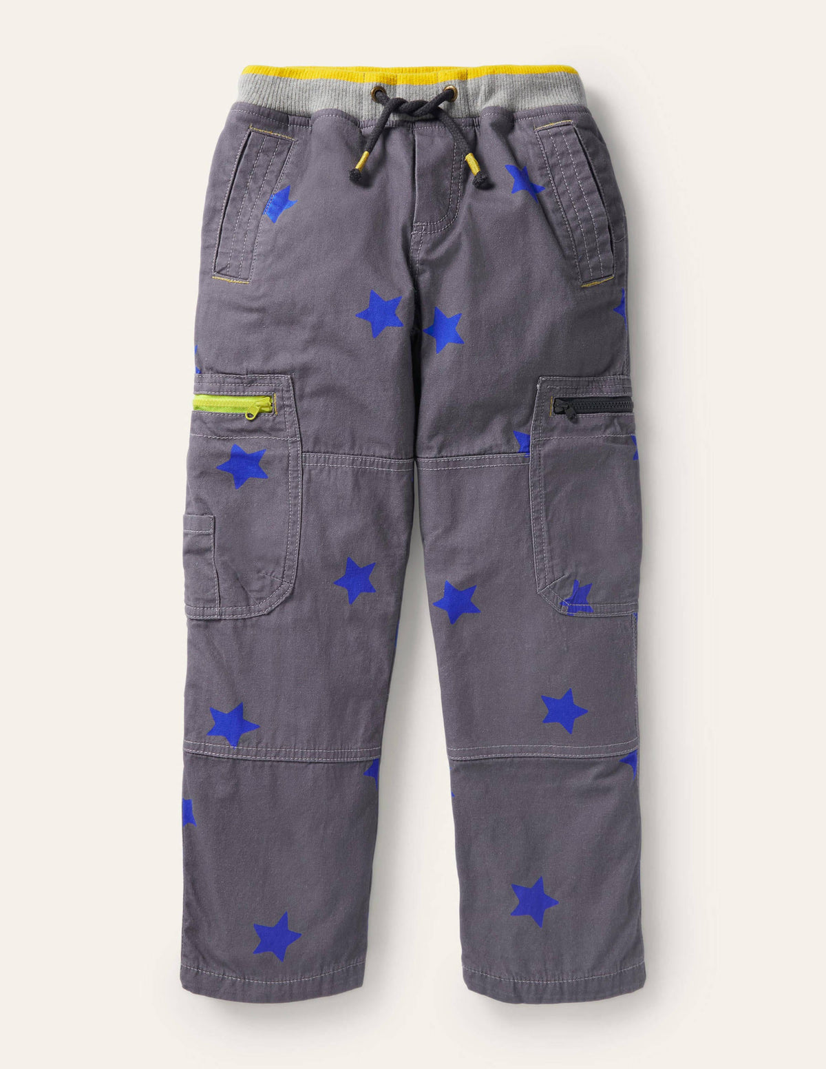 Cosy Lined Cargo Pants-Soot Grey/Brilliant Blue Star-1