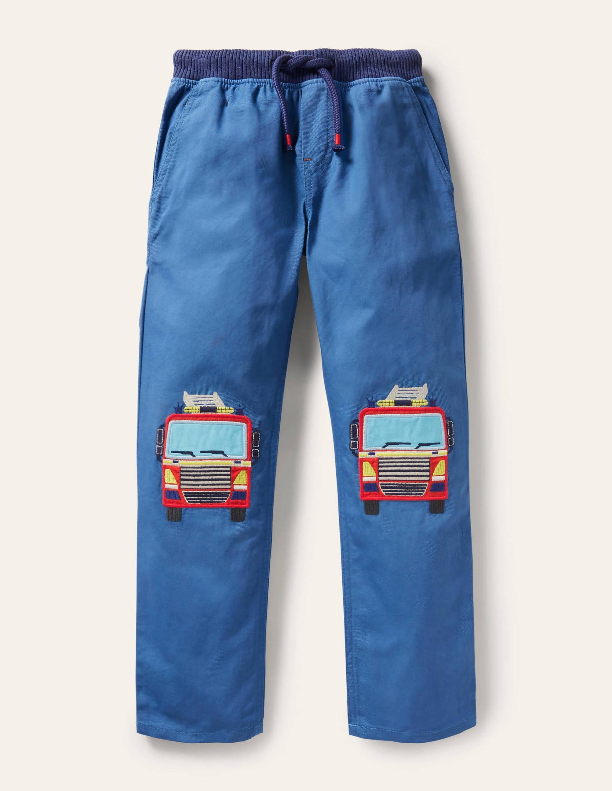 Appliqué Pull-on Pants-Elizabethan Blue Fire Engine - Image 1