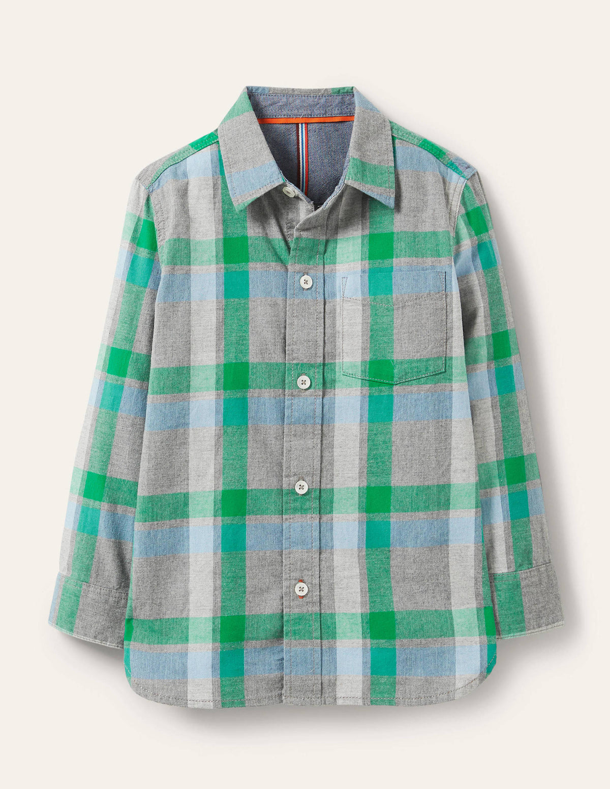 Casual Twill Shirt-Grey Marl/Green - Image 1