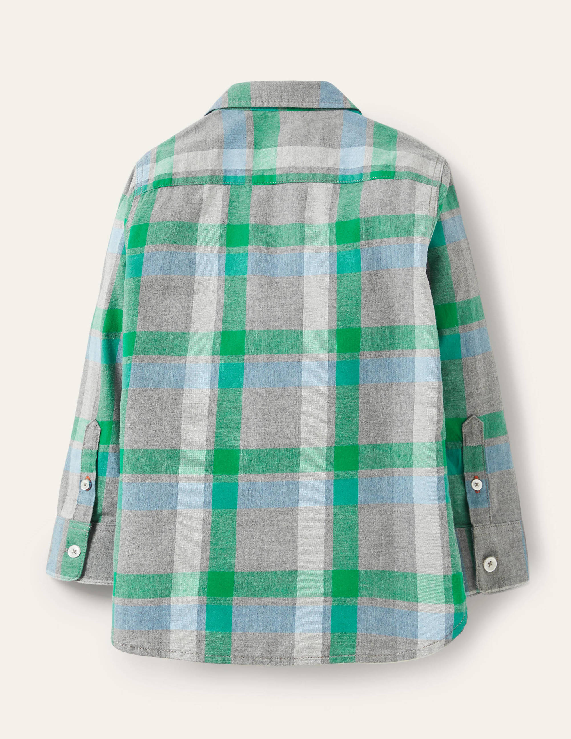 Casual Twill Shirt-Grey Marl/Green - Image 2