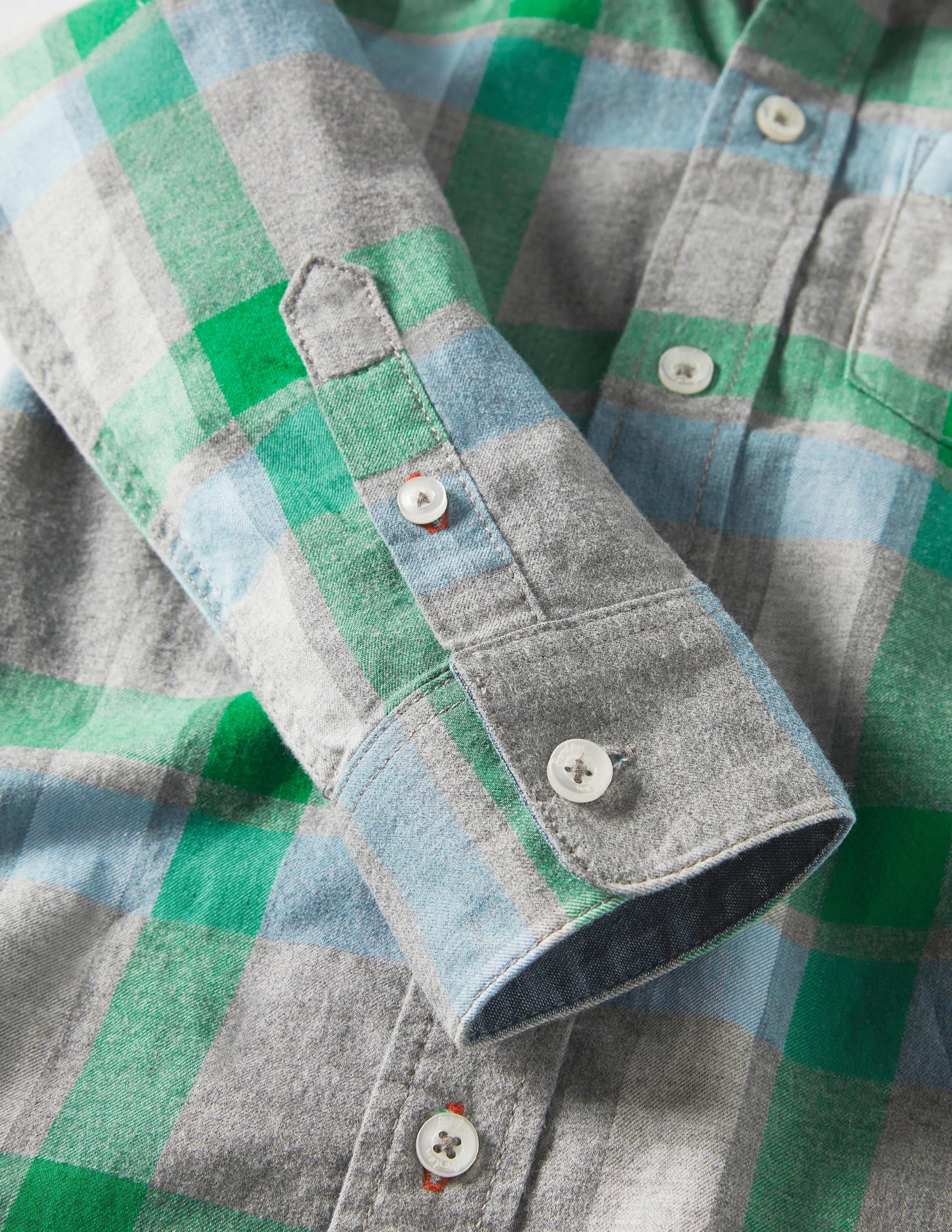 Casual Twill Shirt-Grey Marl/Green - Image 3