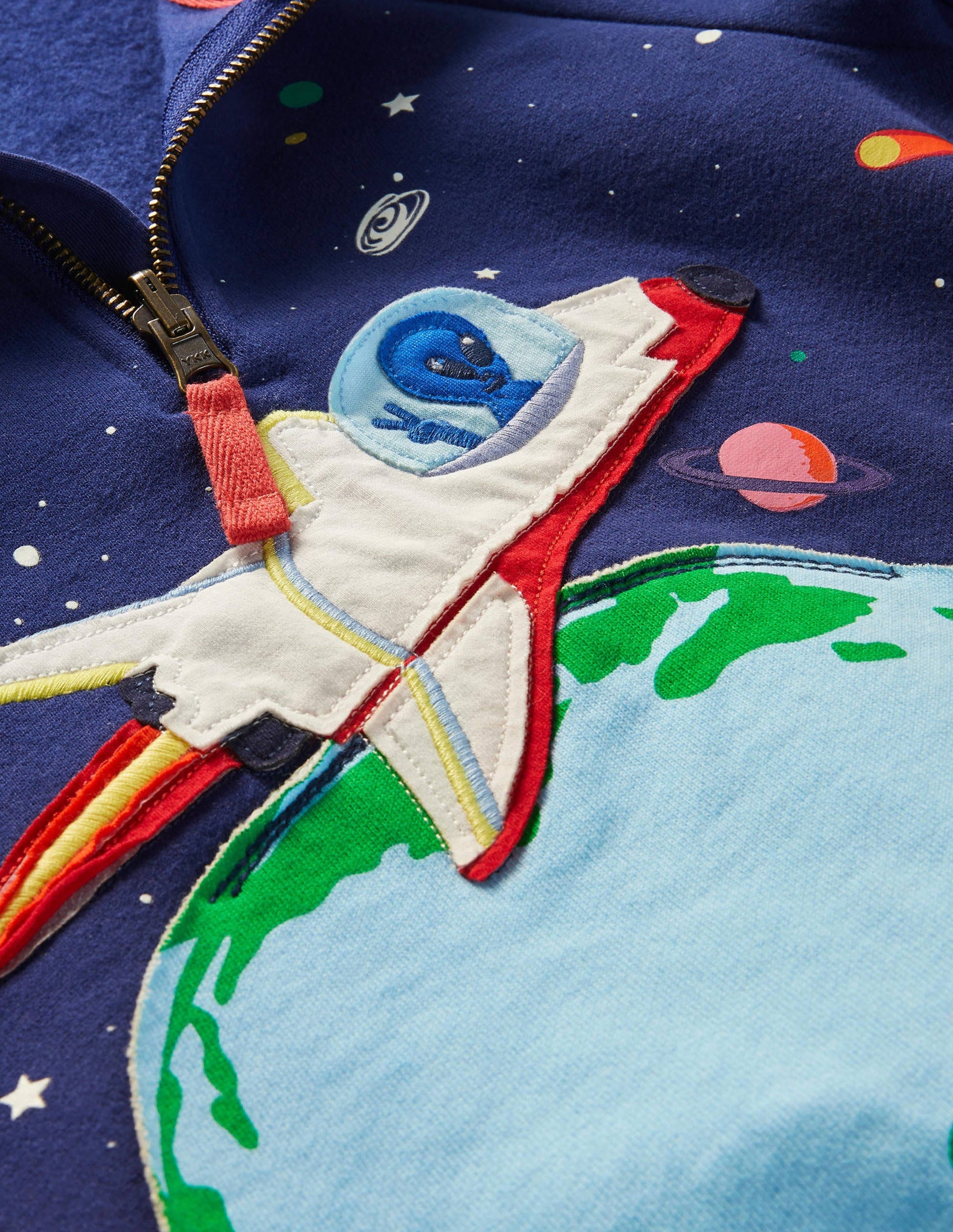 Cosy Appliqué Half-zip Sweater-Starboard Blue Space-3
