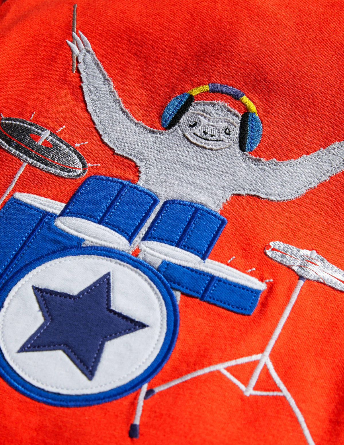 Layered Music Appliqué T-shirt-Rocket Red Sloth - Image 3