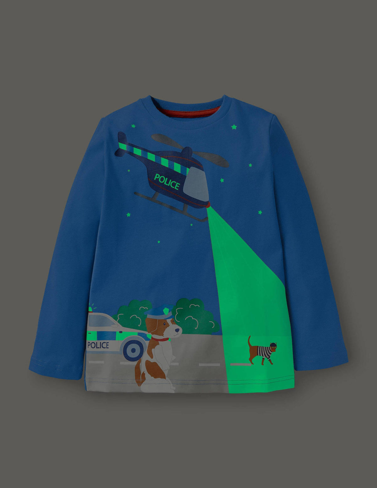 Glow Adventure Scene T-shirt-Elizabethan Blue Police Sprout-4