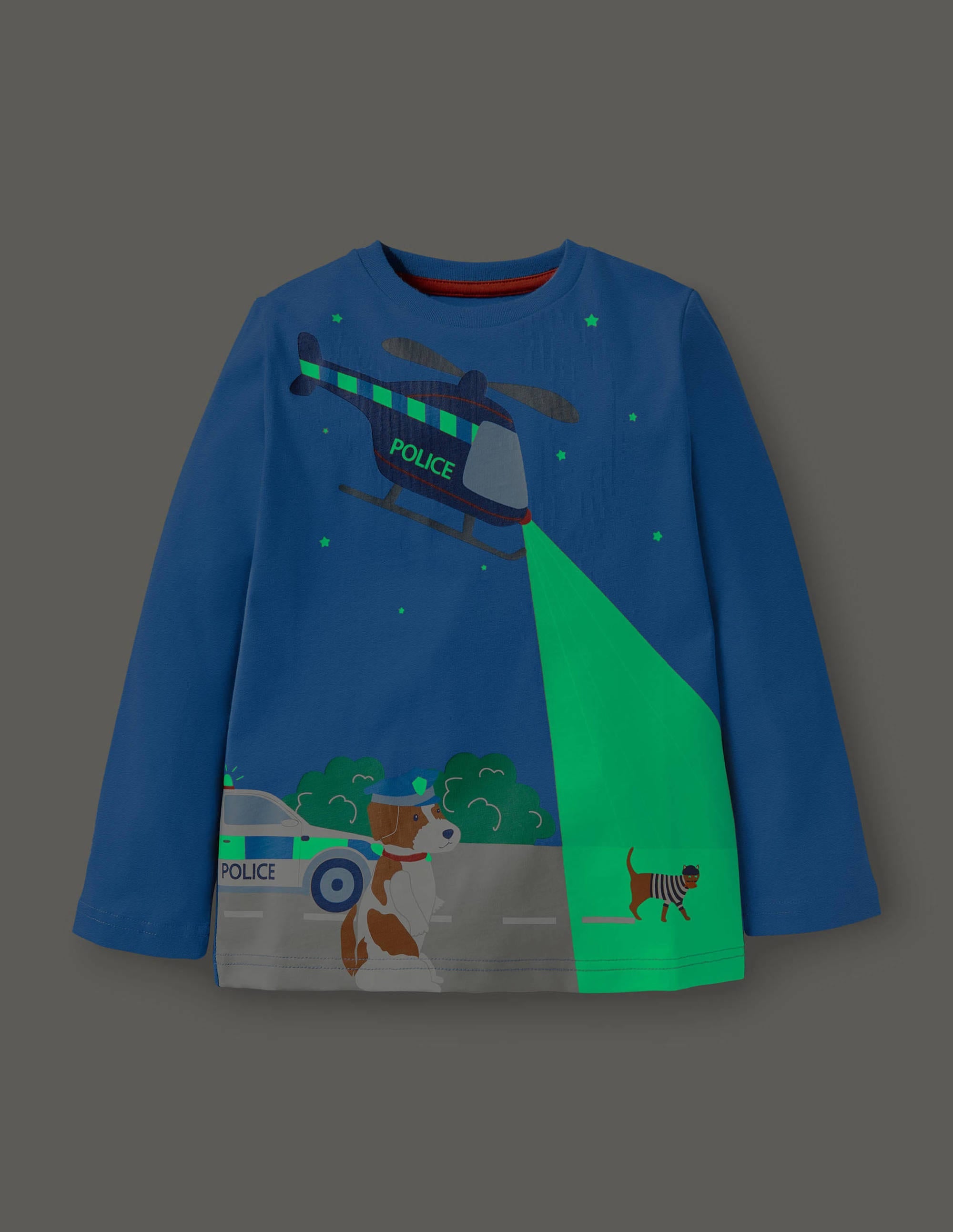 Glow Adventure Scene T-shirt-Elizabethan Blue Police Sprout - Image 4