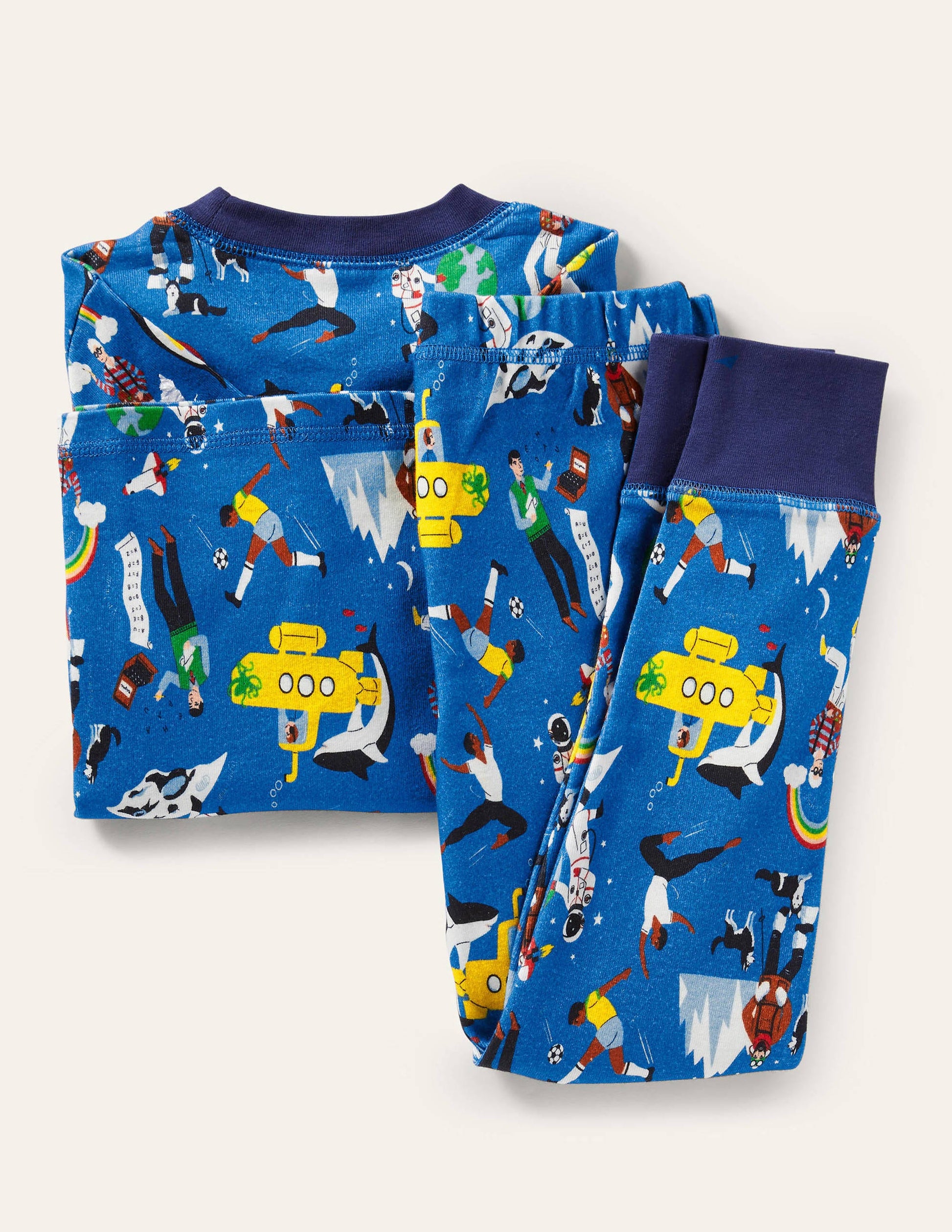 Snug Long John Pajamas-Moroccan Blue Leaders-2