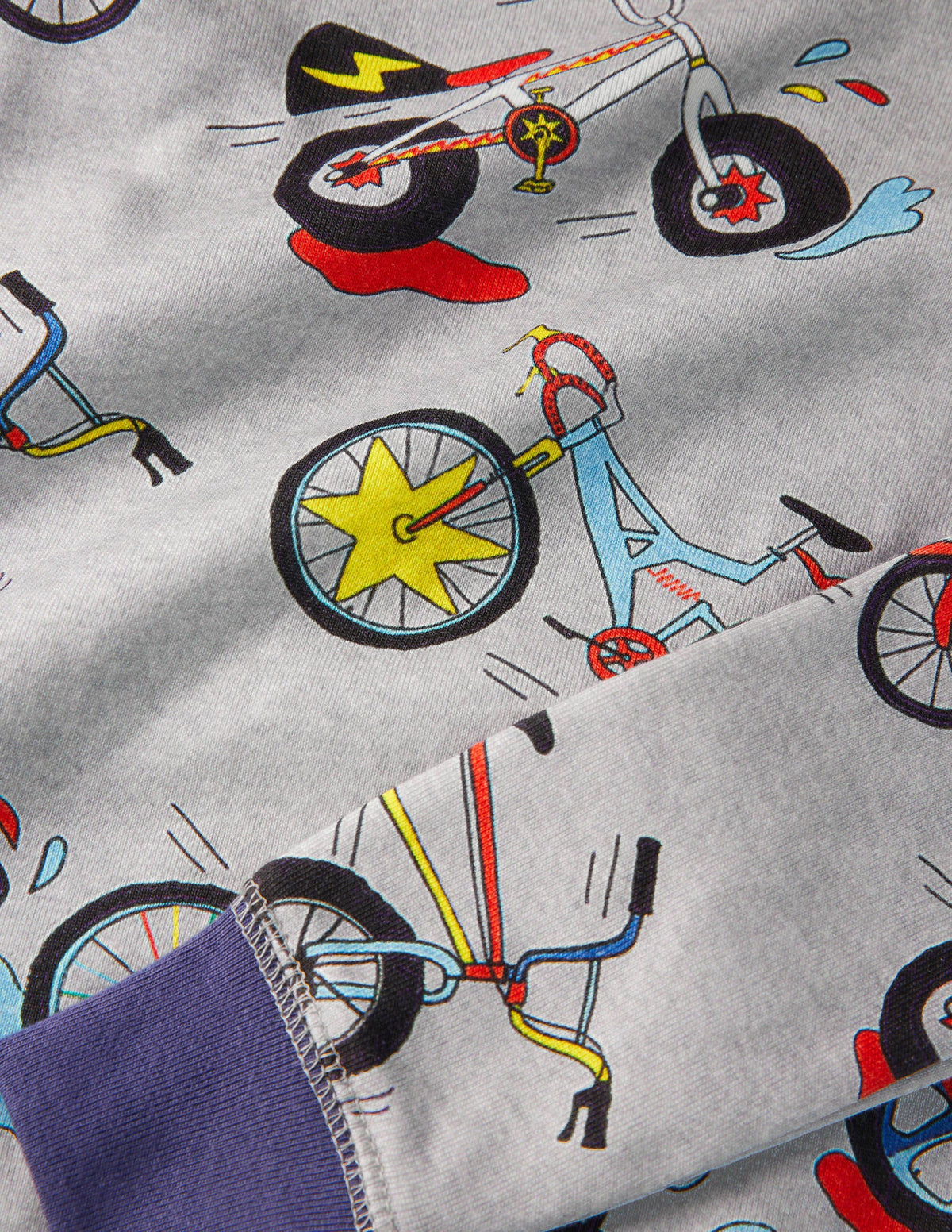 Snug Long John Pajamas-Grey Marl Bikes-3