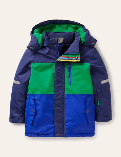 All-weather Waterproof Jacket-College Navy/Rich Emerald-1