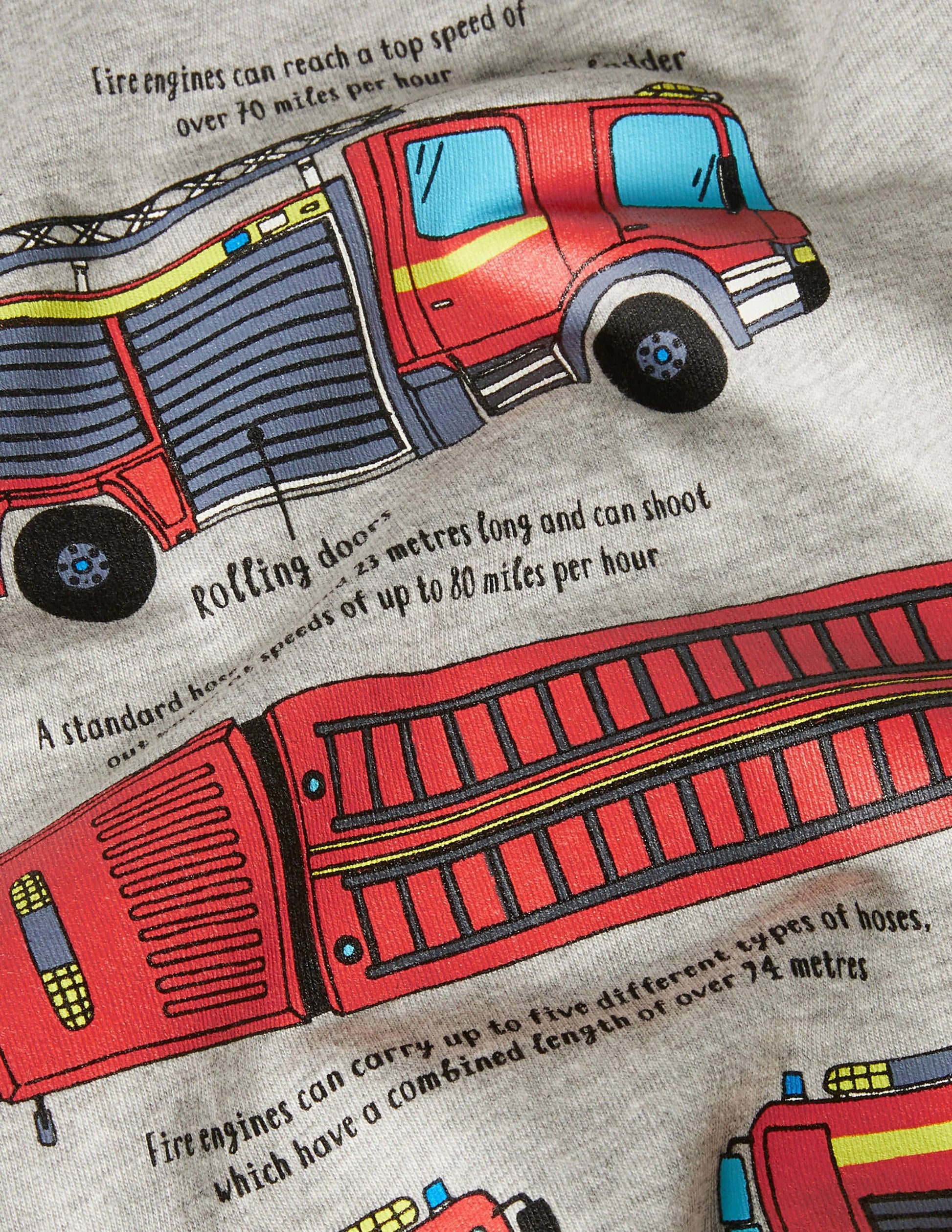Educational Vehicle T-shirt-Grey Marl Fire Engine-3