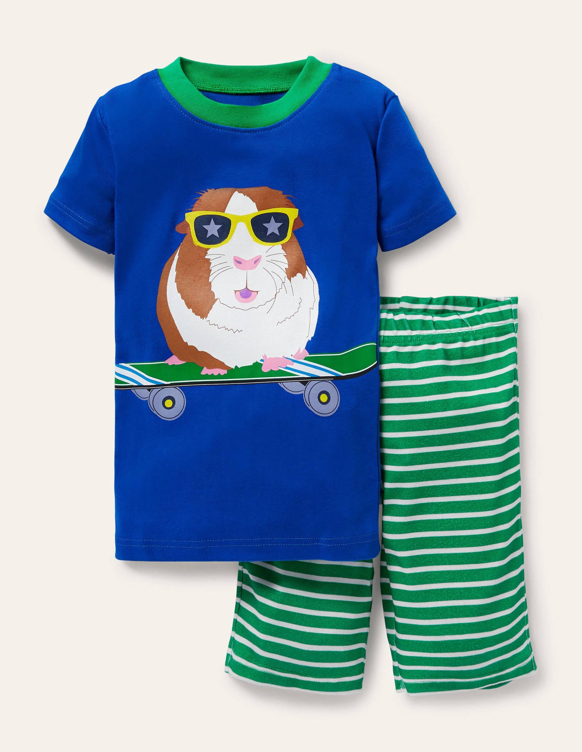 Snug Short John Pajamas-Brilliant Blue Guinea Pig - Image 1