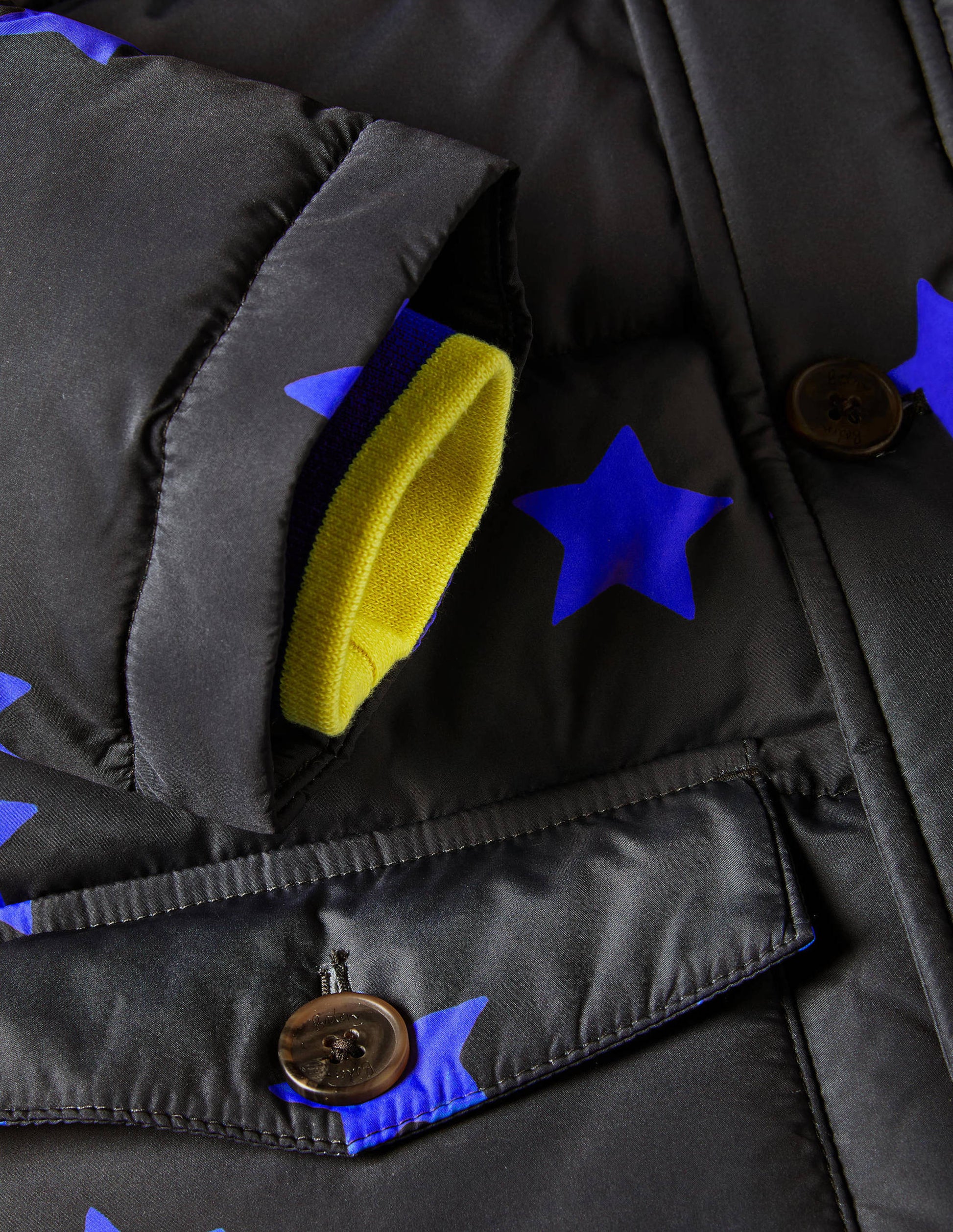 Longline Padded Jacket-Soot Grey/Brilliant Blue Star-2