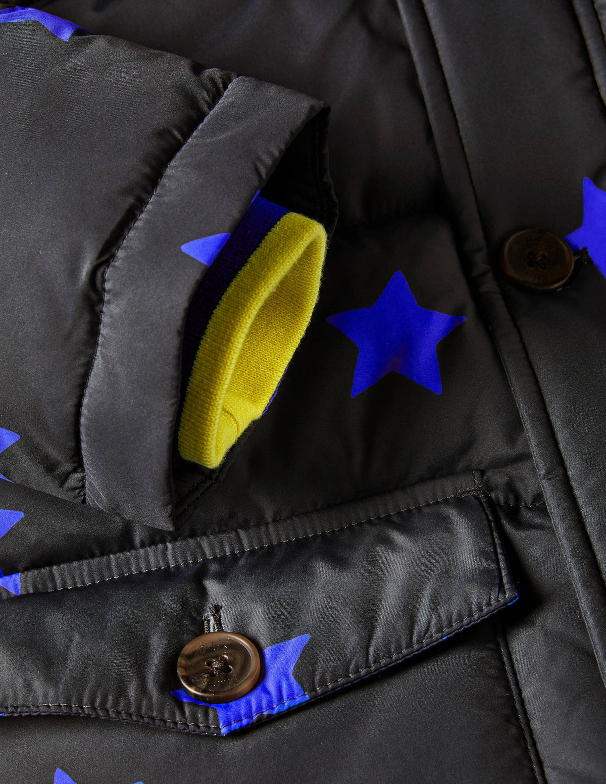 Longline Padded Jacket-Soot Grey/Brilliant Blue Star - Image 2
