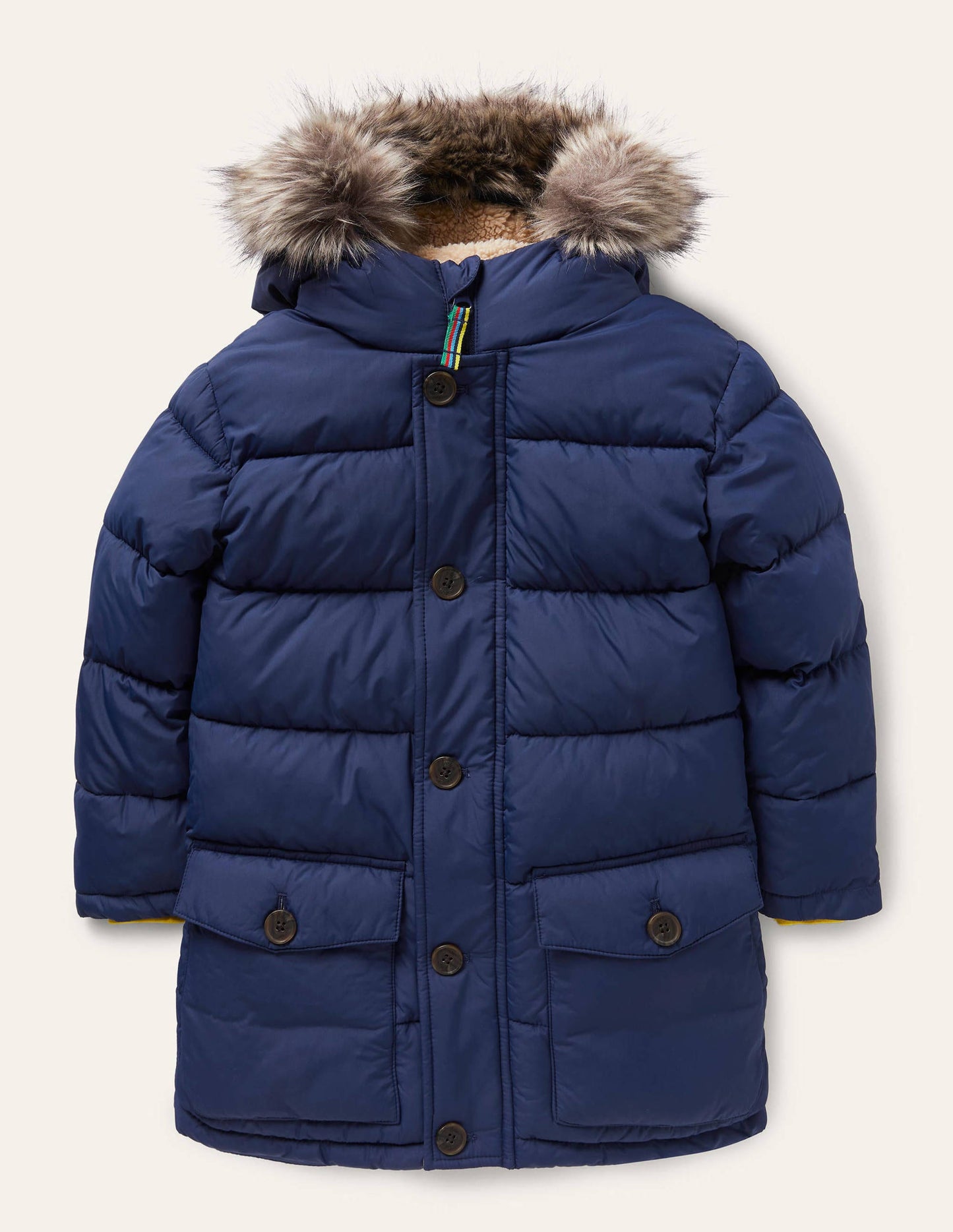 Longline Padded Jacket-College Navy