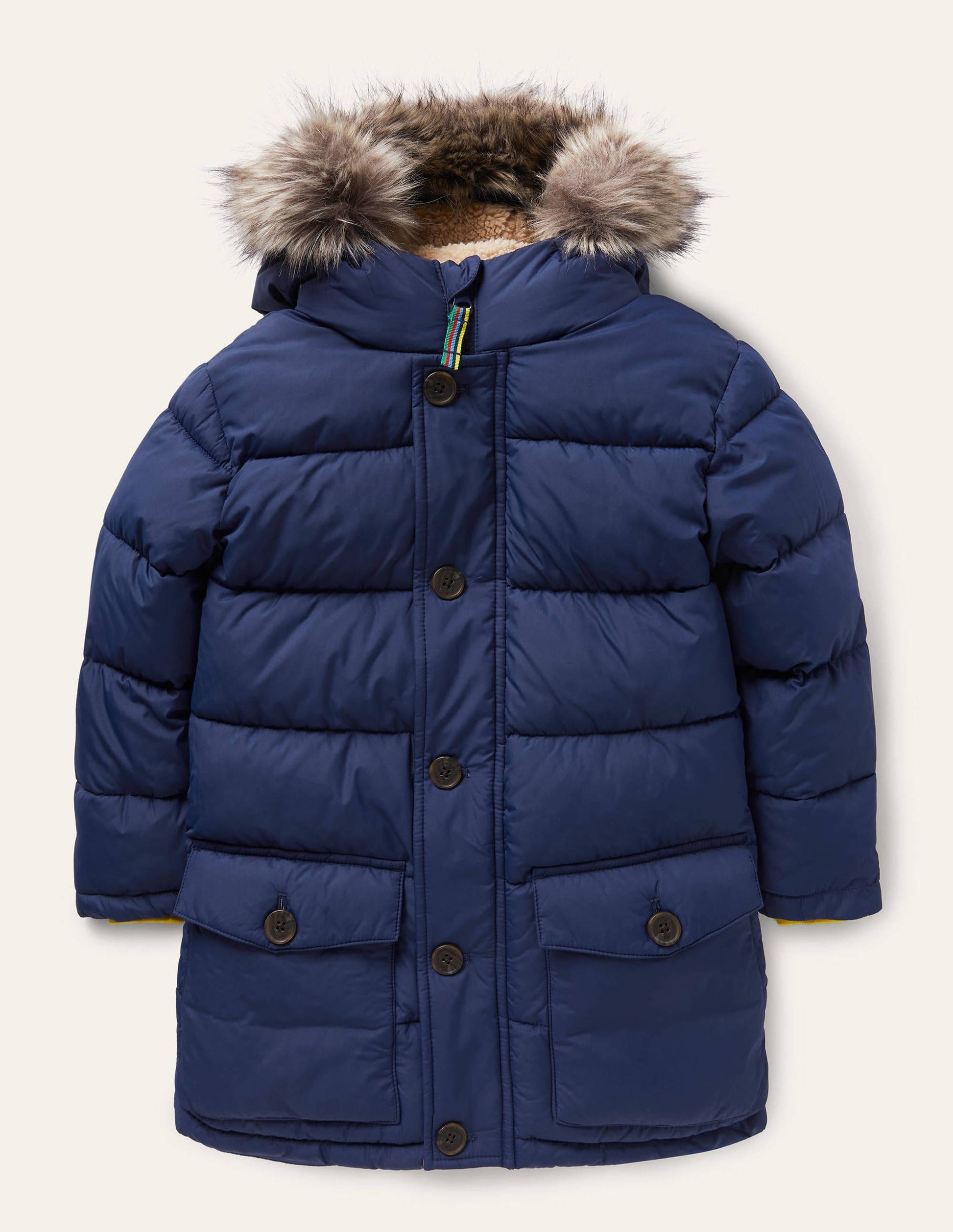 Longline Padded Jacket-College Navy-1