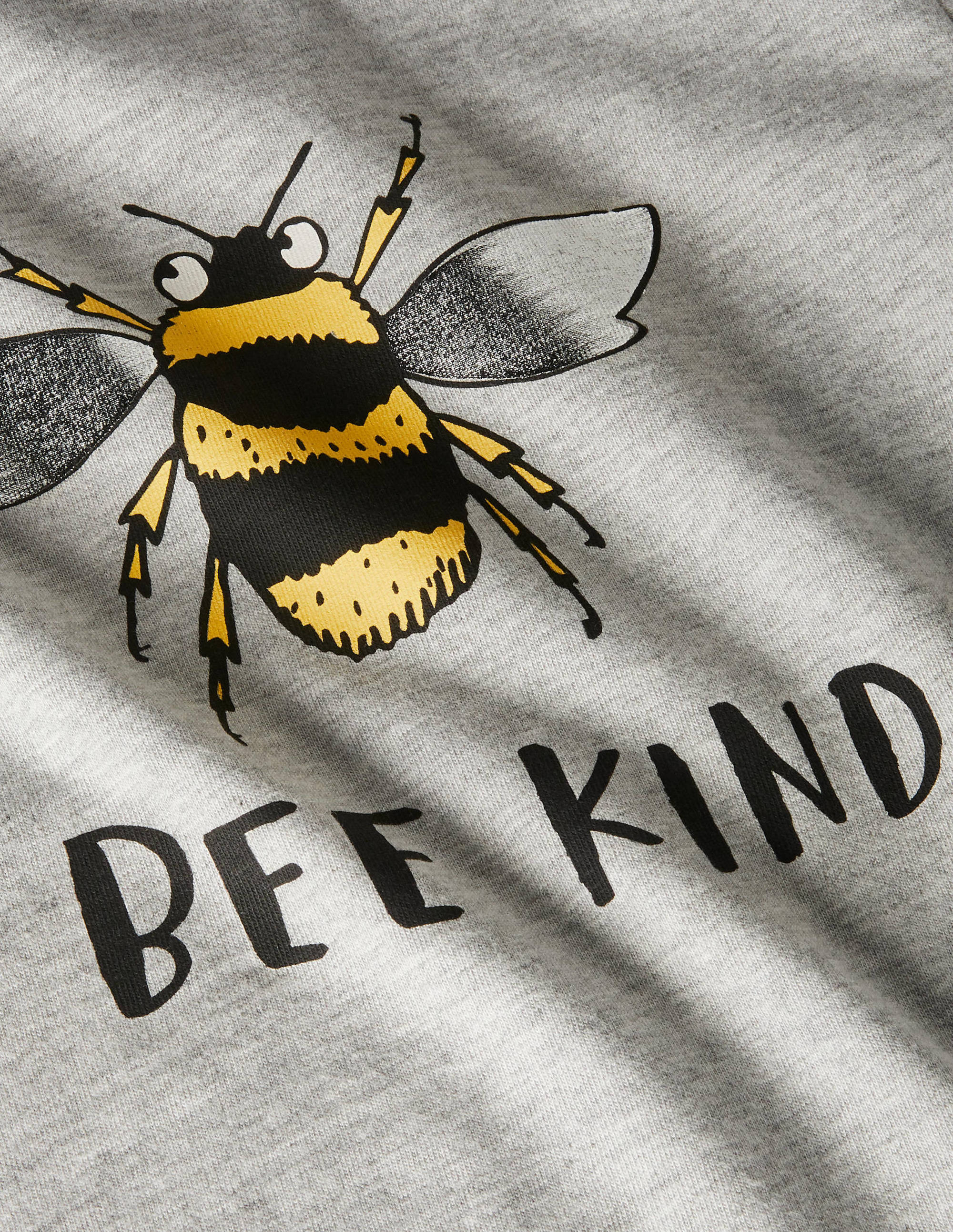 Graphic Animal T-shirt-Grey Marl Bee Kind - Image 3