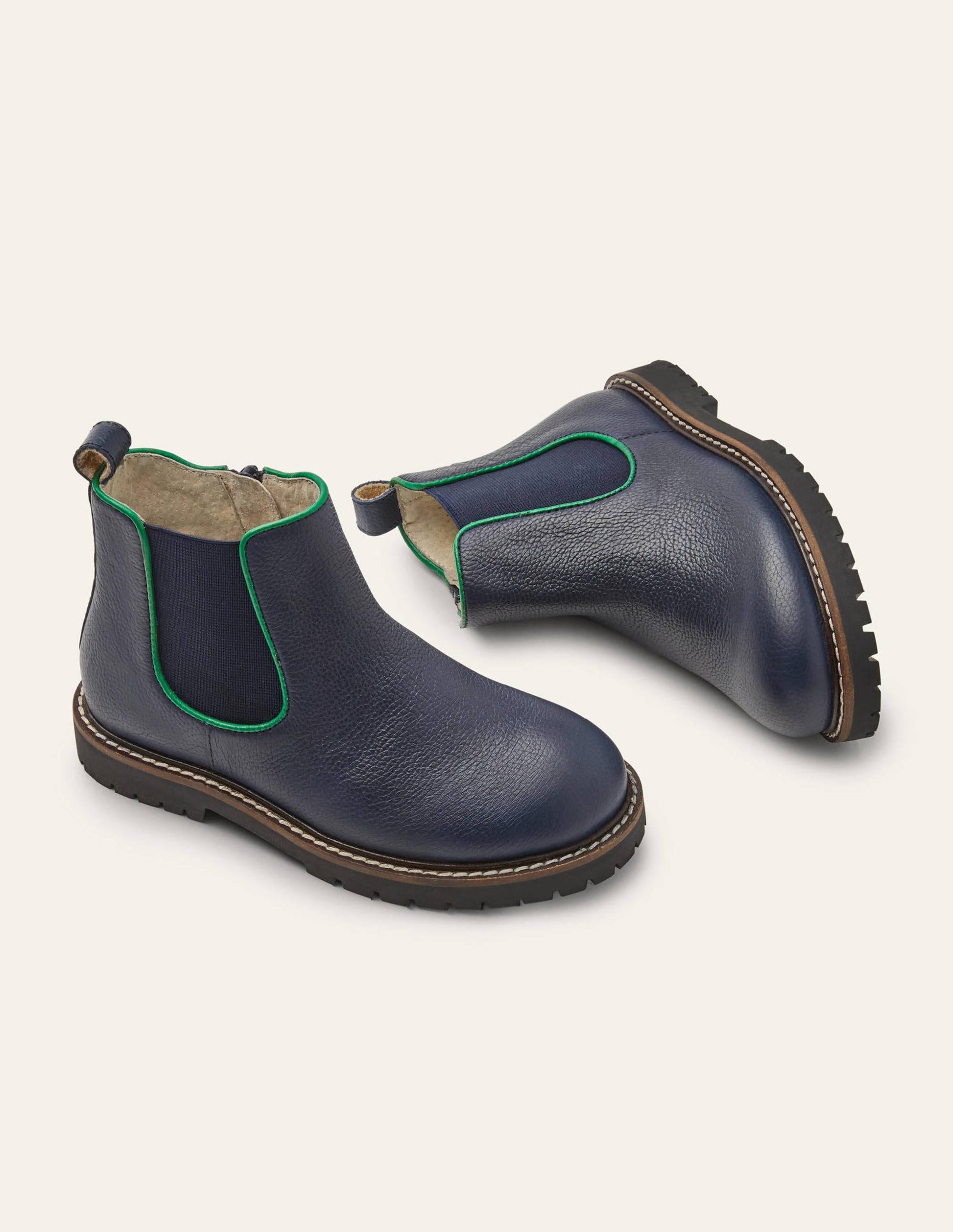 Leather Chelsea Boots-College Navy-1