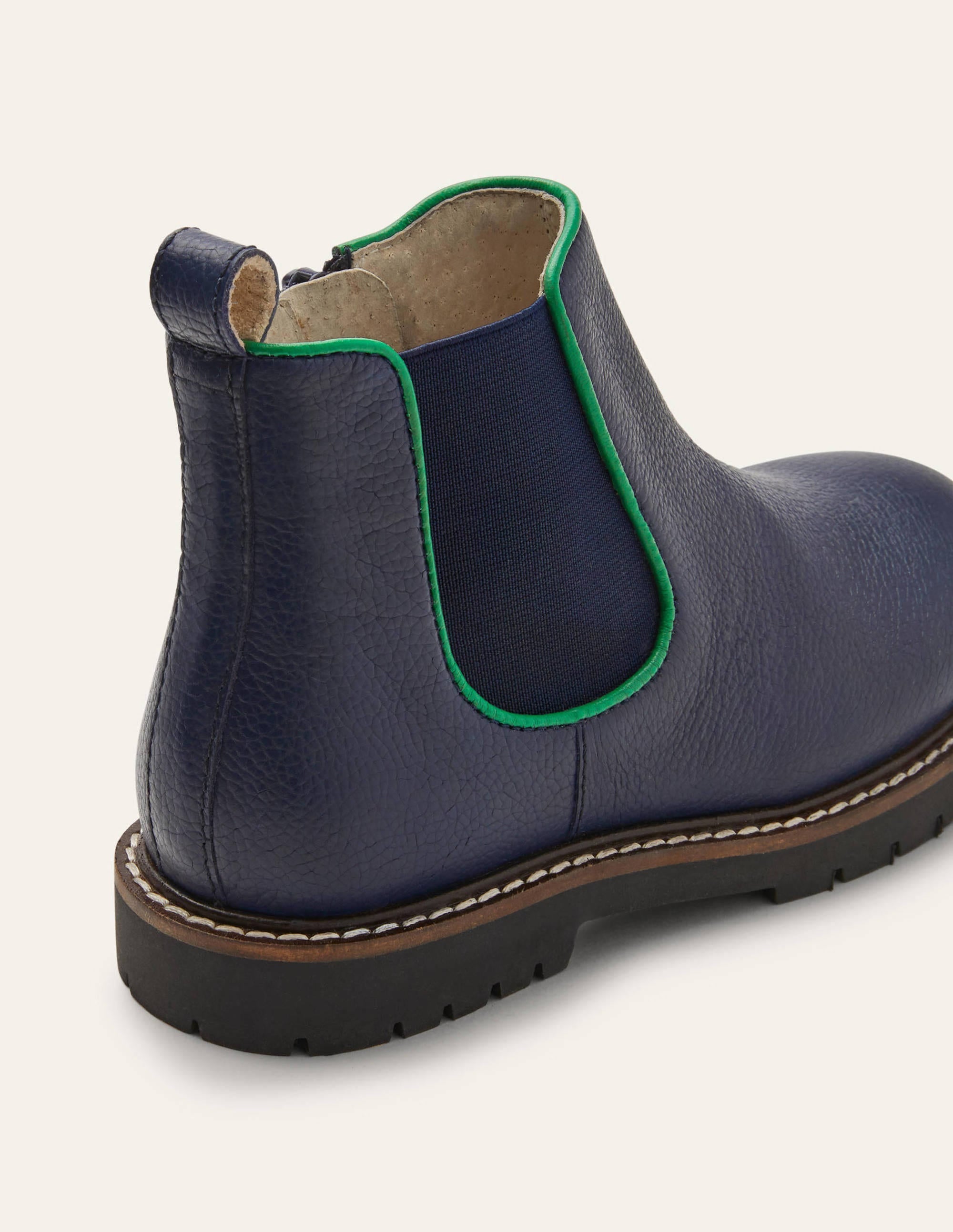 Leather Chelsea Boots-College Navy - Image 3