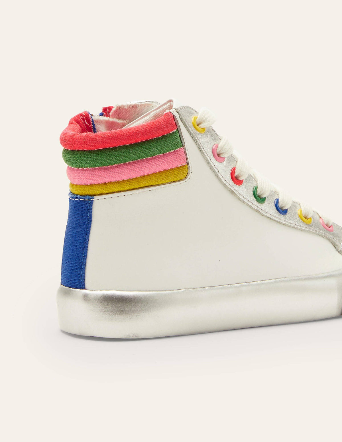 Leather High Top Sneakers-White Rainbow - Image 3