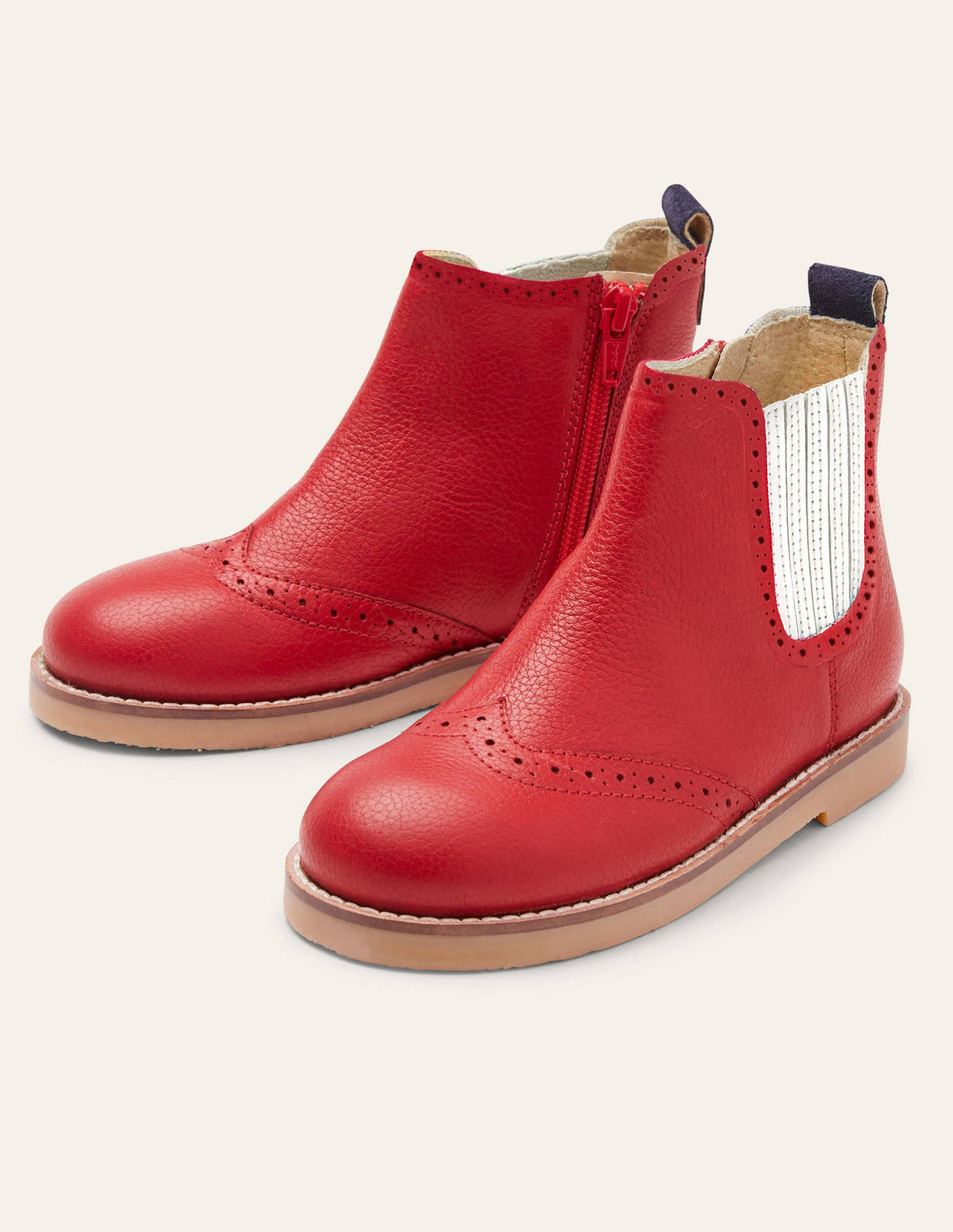 Leather Chelsea Boots-Rockabilly Red - Image 1