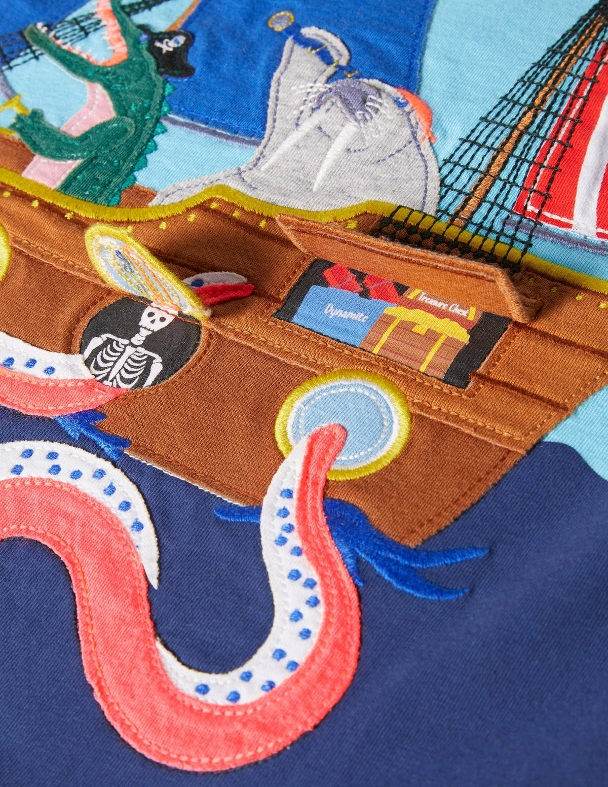 Lift-the-flap Beach T-shirt-Aqua Blue Pirate Ship-3