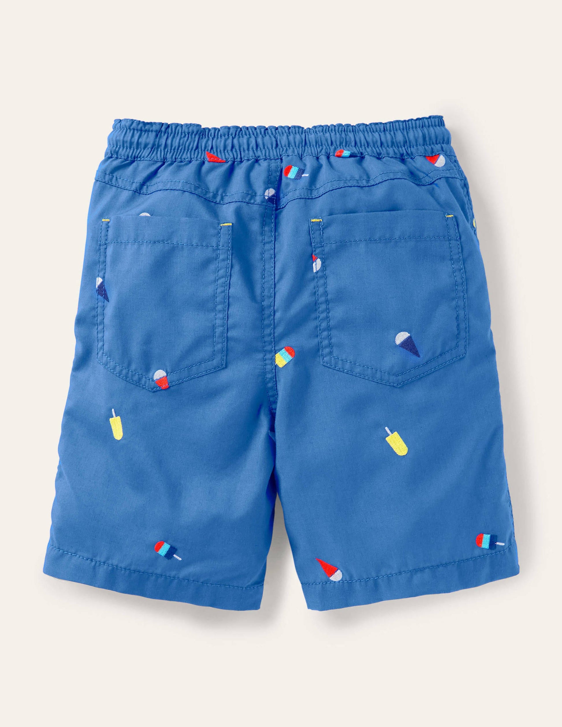 Pull-on Drawstring Shorts-Elizabethan Blue Ice Creams-2