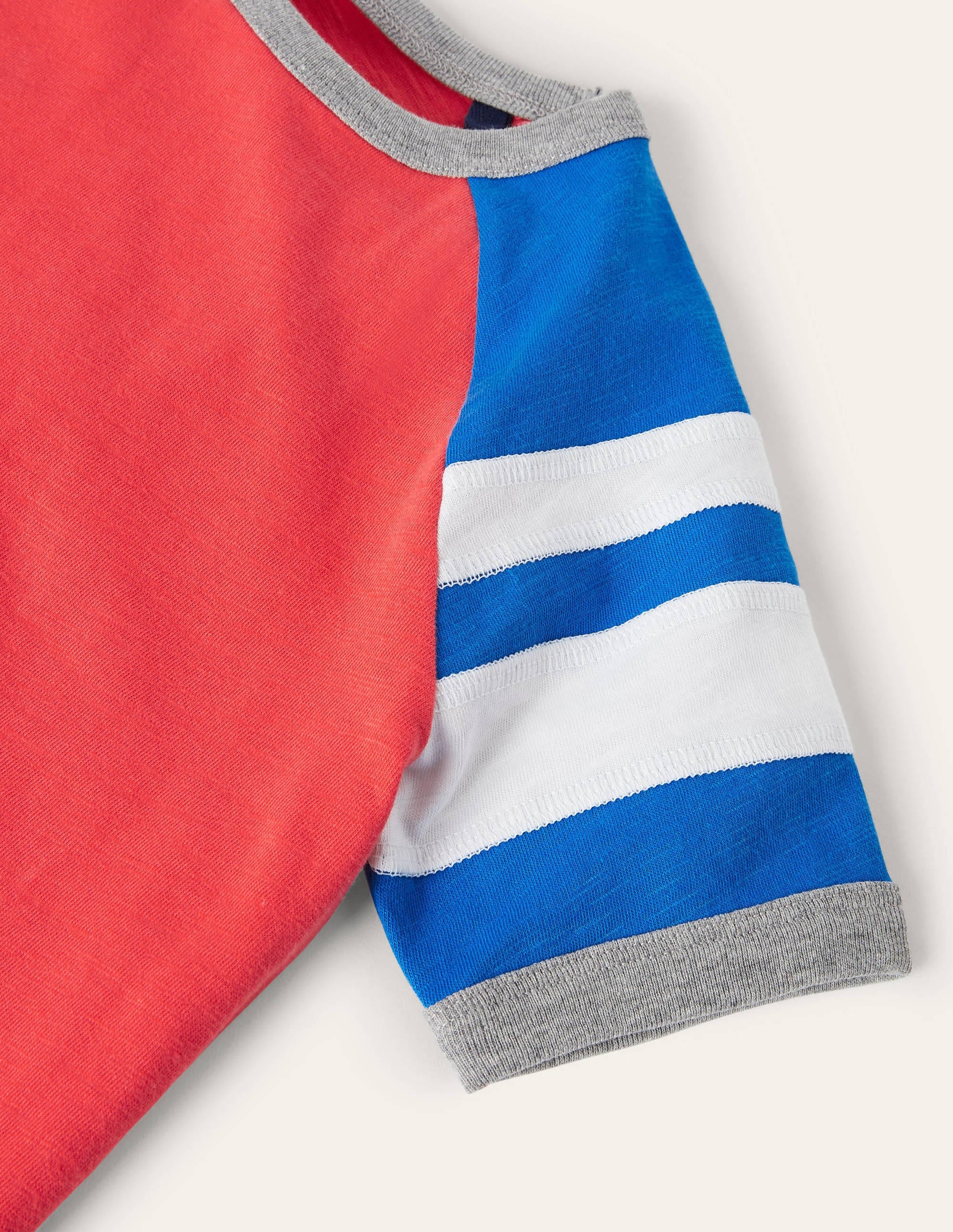 Colourblock Raglan T-shirt-Strawberry Tart Red/Blue - Image 3