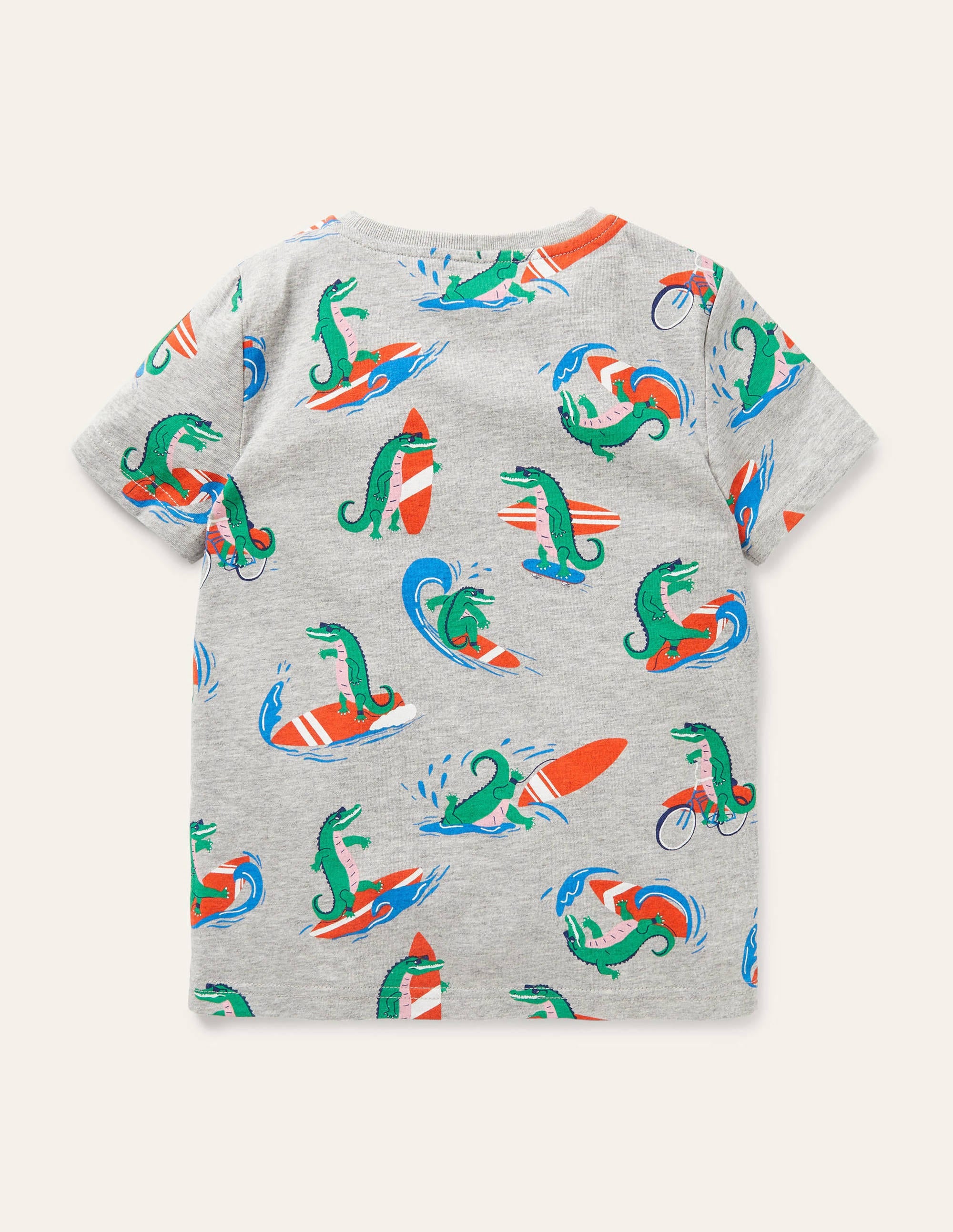 Printed T-shirt-Grey Marl Surfing Crocs - Image 2