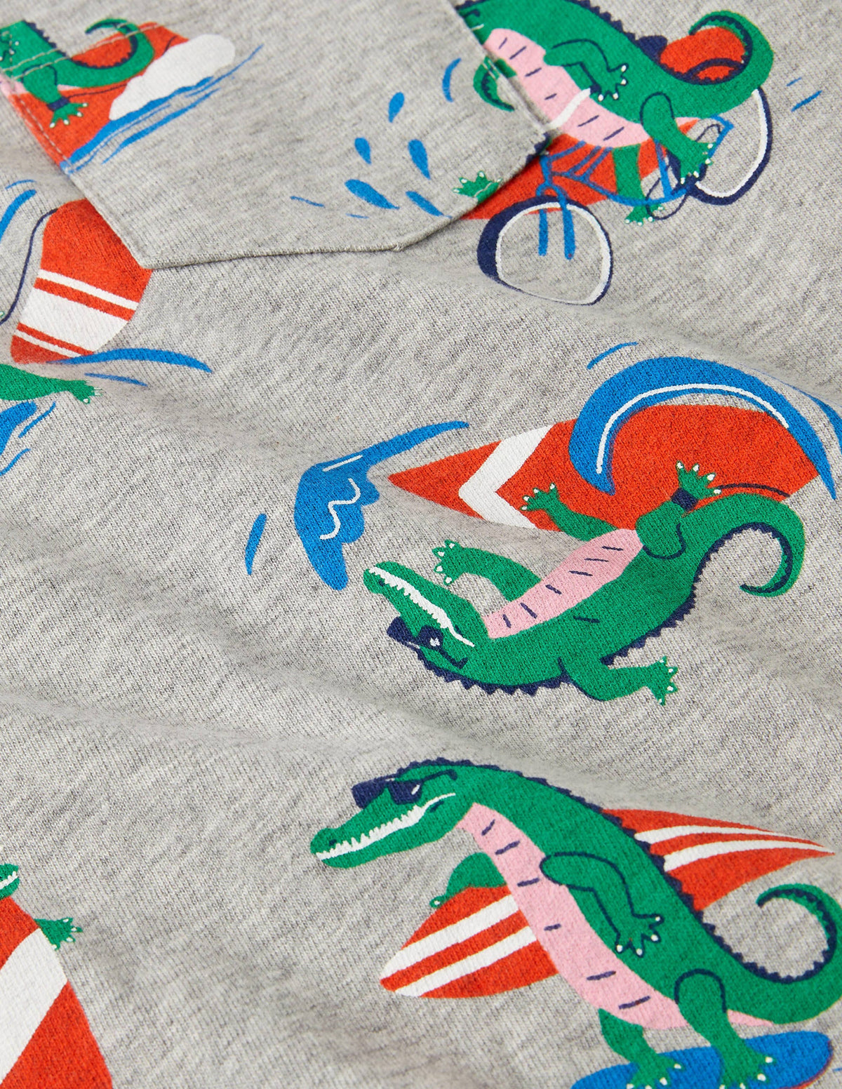 Printed T-shirt-Grey Marl Surfing Crocs-3