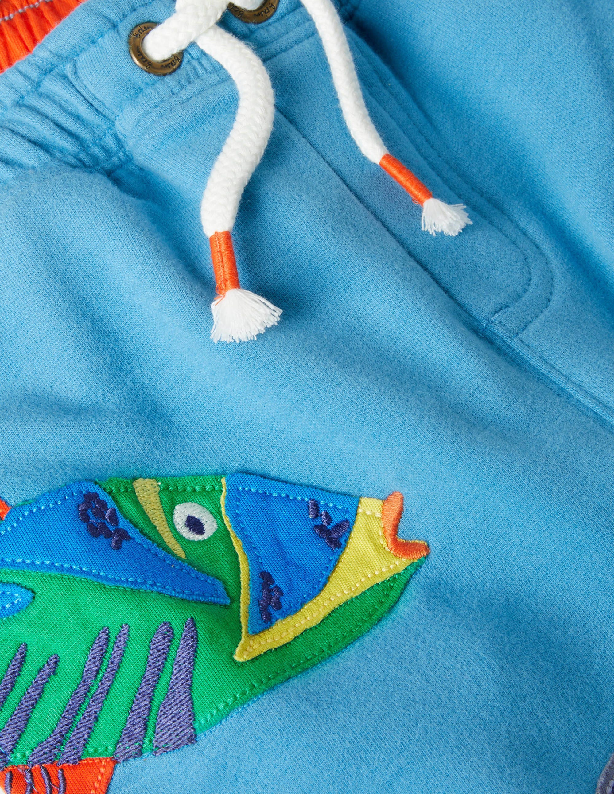Appliqué Sweatshorts-Aqua Blue Fishes - Image 3