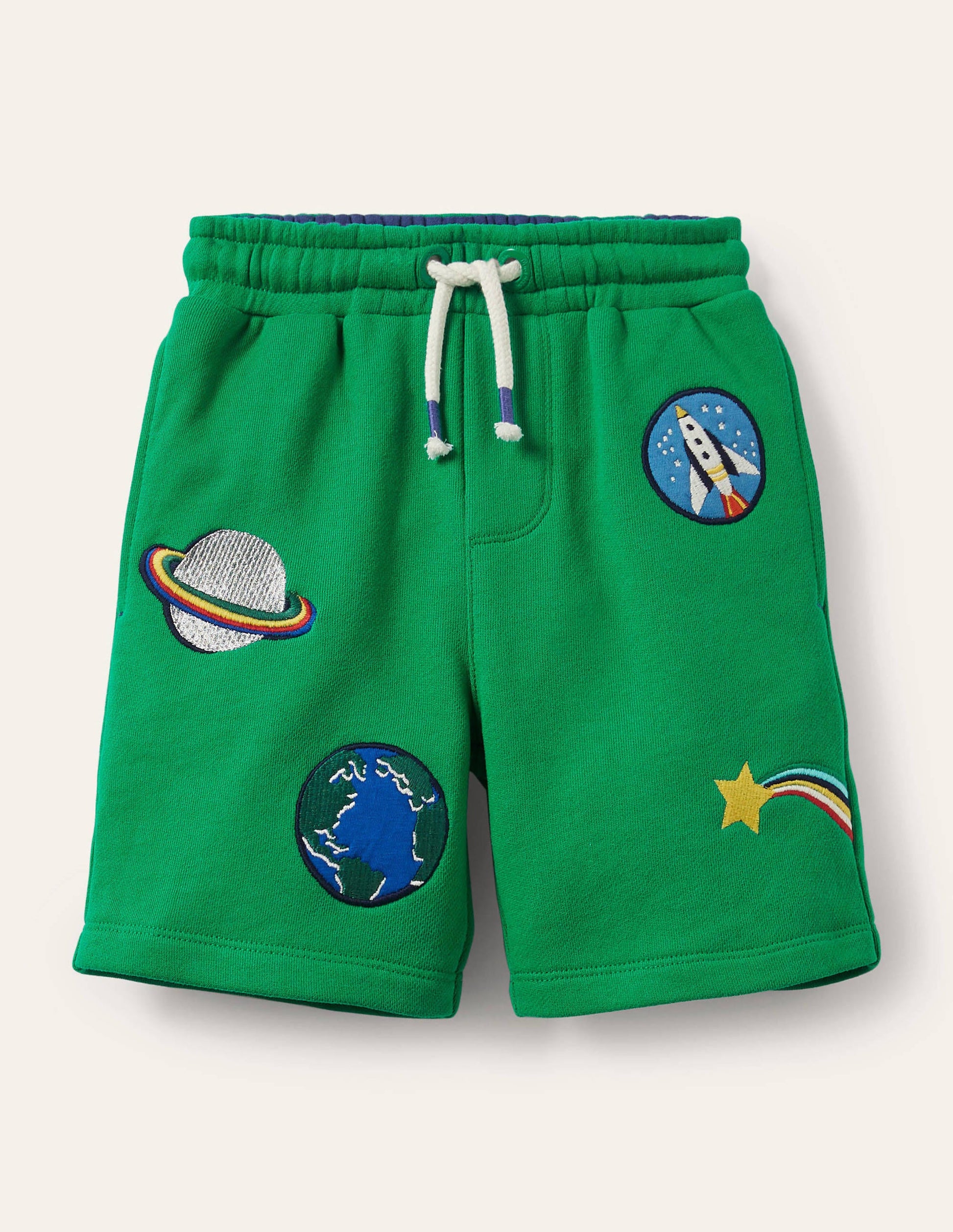 Appliqué Sweatshorts-Sapling Green Space Badges-1