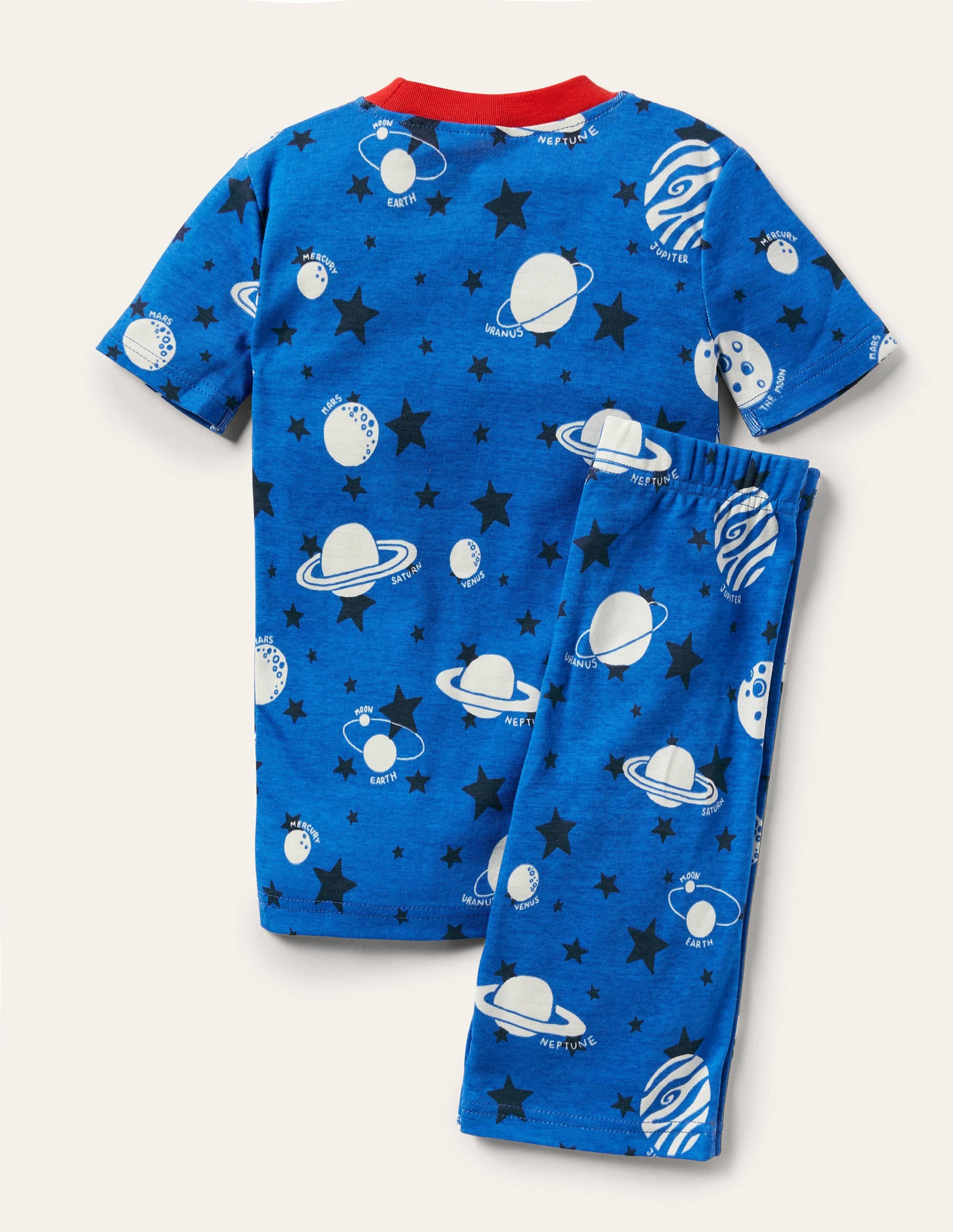 Snug Glow-in-the-dark Pajamas-Bold Blue Glow Planets - Image 2