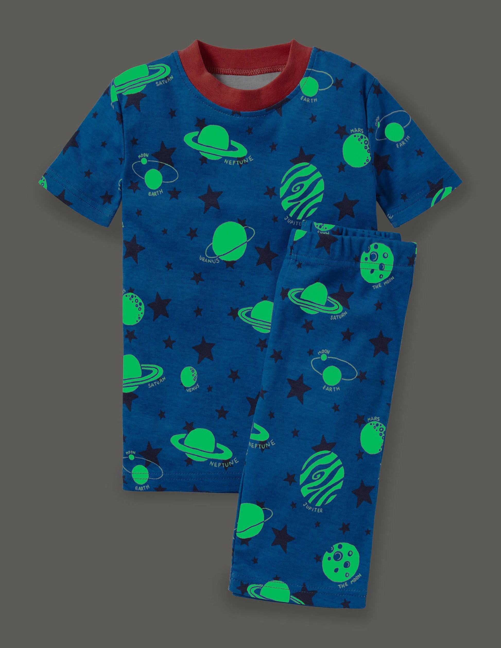 Snug Glow-in-the-dark Pajamas-Bold Blue Glow Planets-4
