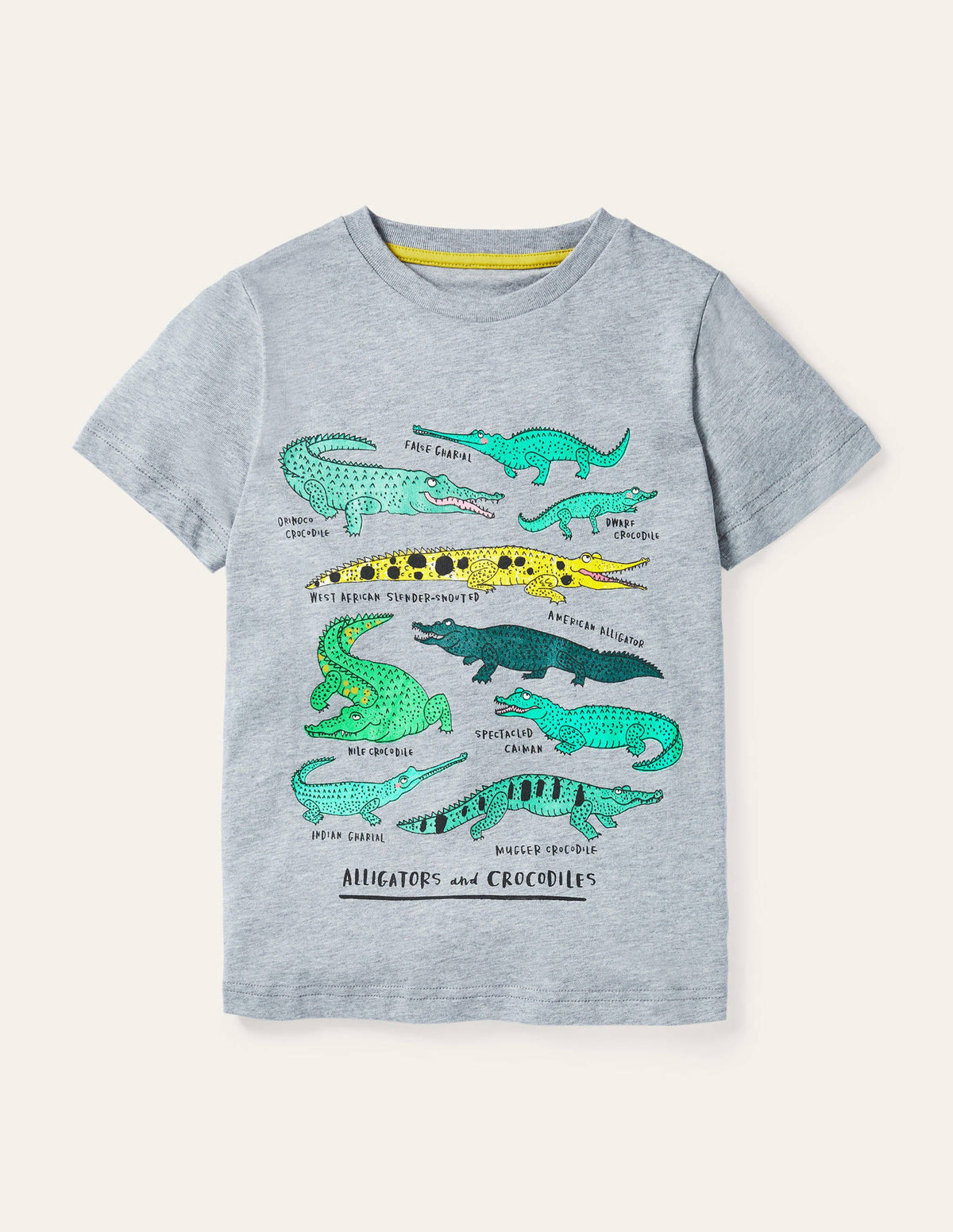 Graphic Animals T-shirt-Grey Marl Crocodiles-1