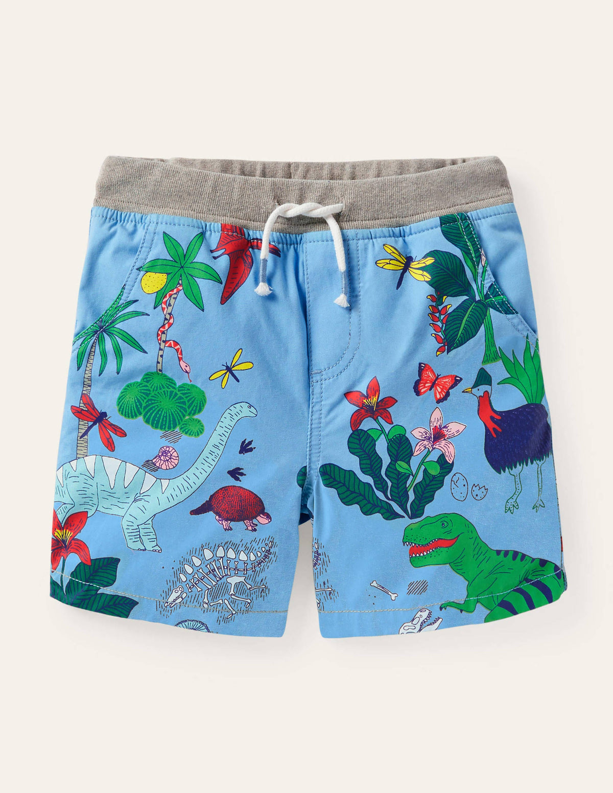 Fun Vacation Shorts-Surfboard Blue Dino Island - Image 1