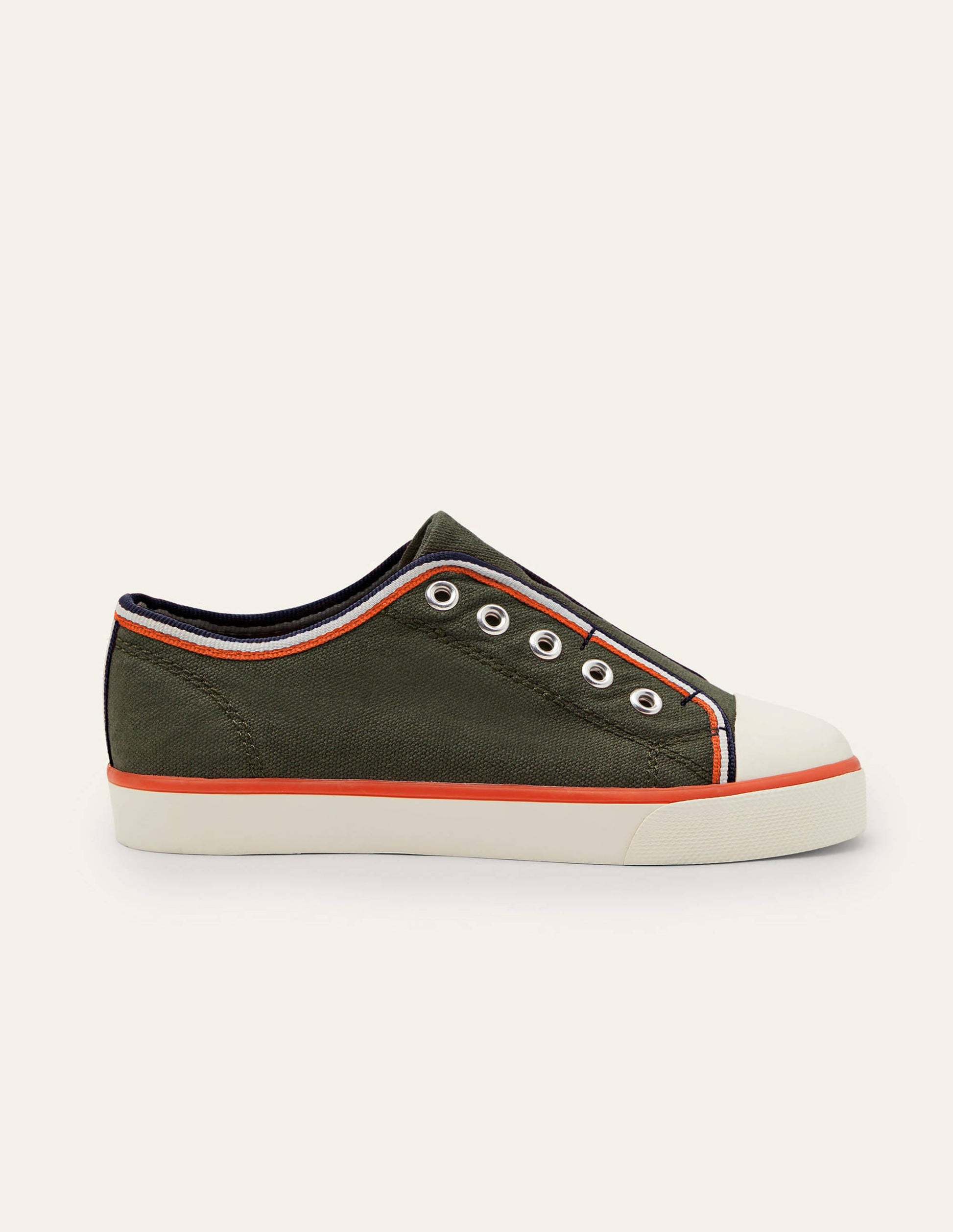Laceless Canvas Plimsolls-Khaki-2