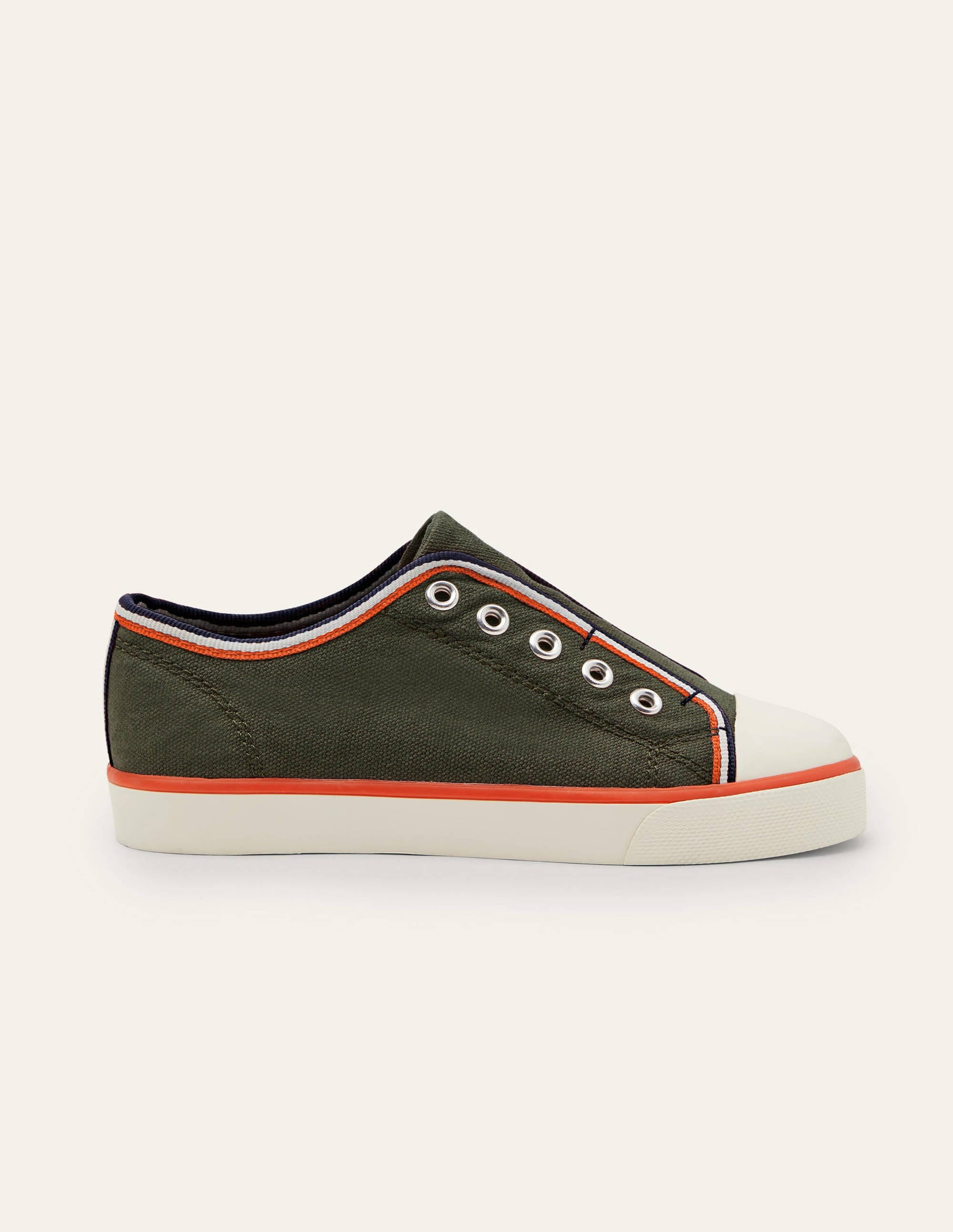 Laceless Canvas Plimsolls-Khaki - Image 2