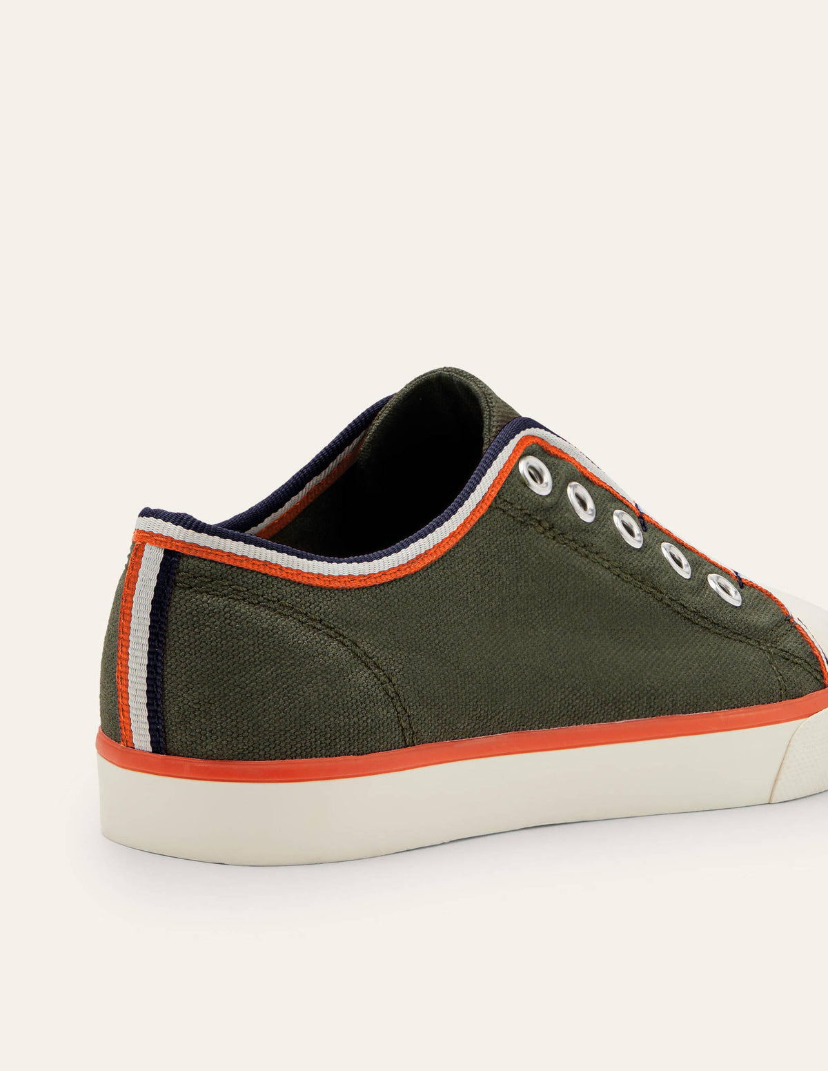 Laceless Canvas Plimsolls-Khaki-3