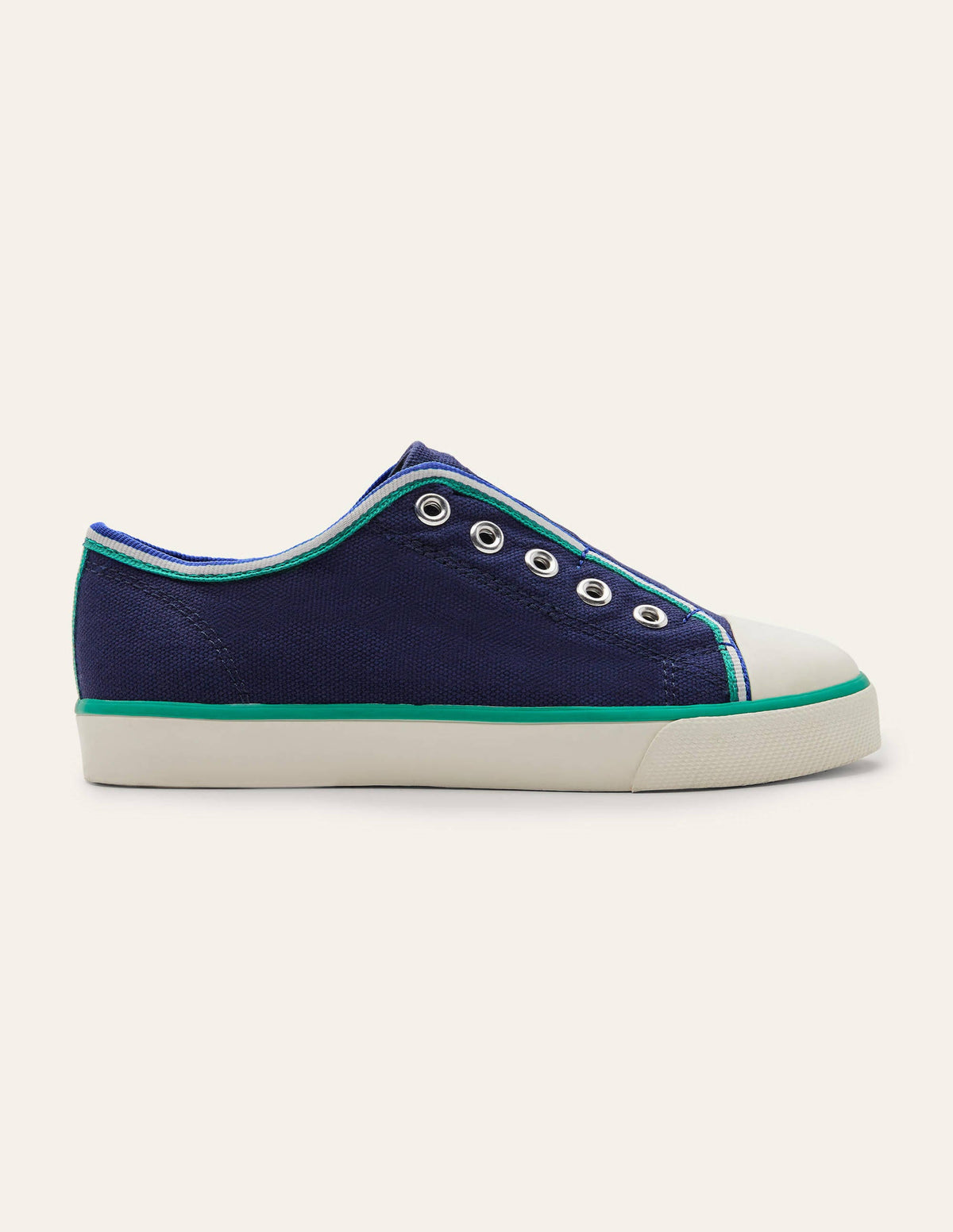 Laceless Canvas Plimsolls-College Navy-2