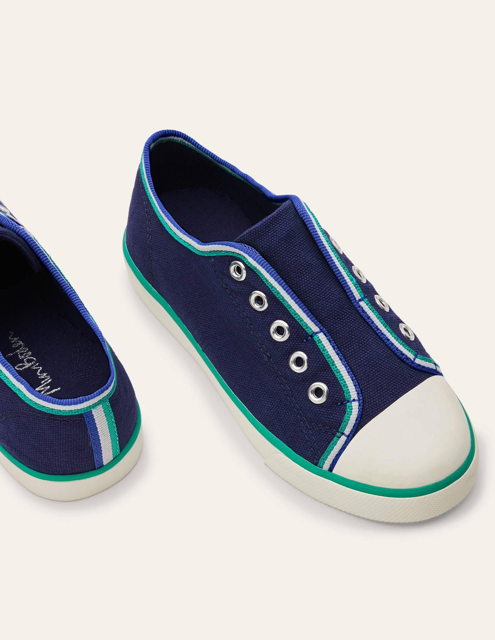 Laceless Canvas Plimsolls-College Navy - Image 1