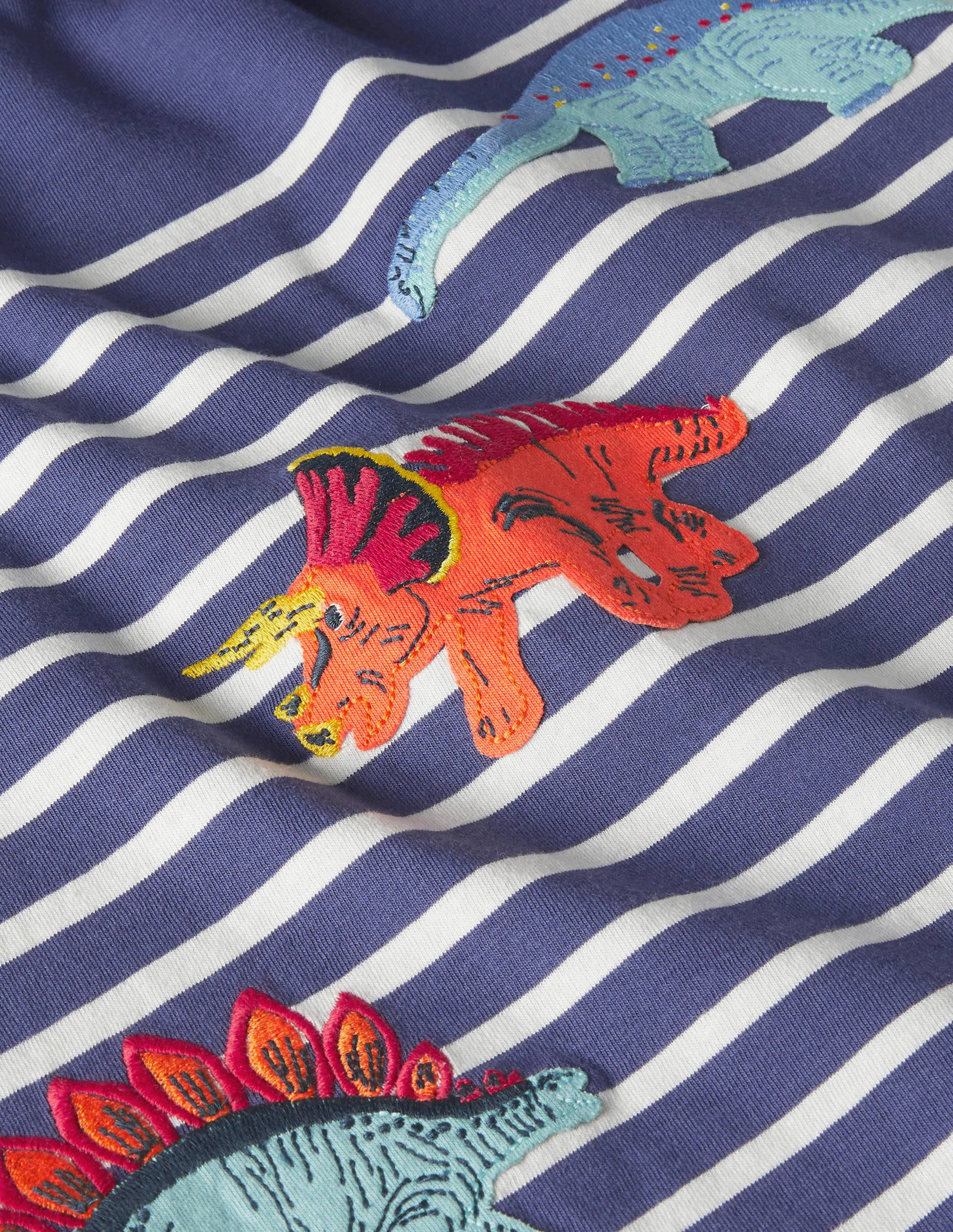 Appliqué Breton T-shirt-Starboard Blue/Ivory Dinos - Image 3