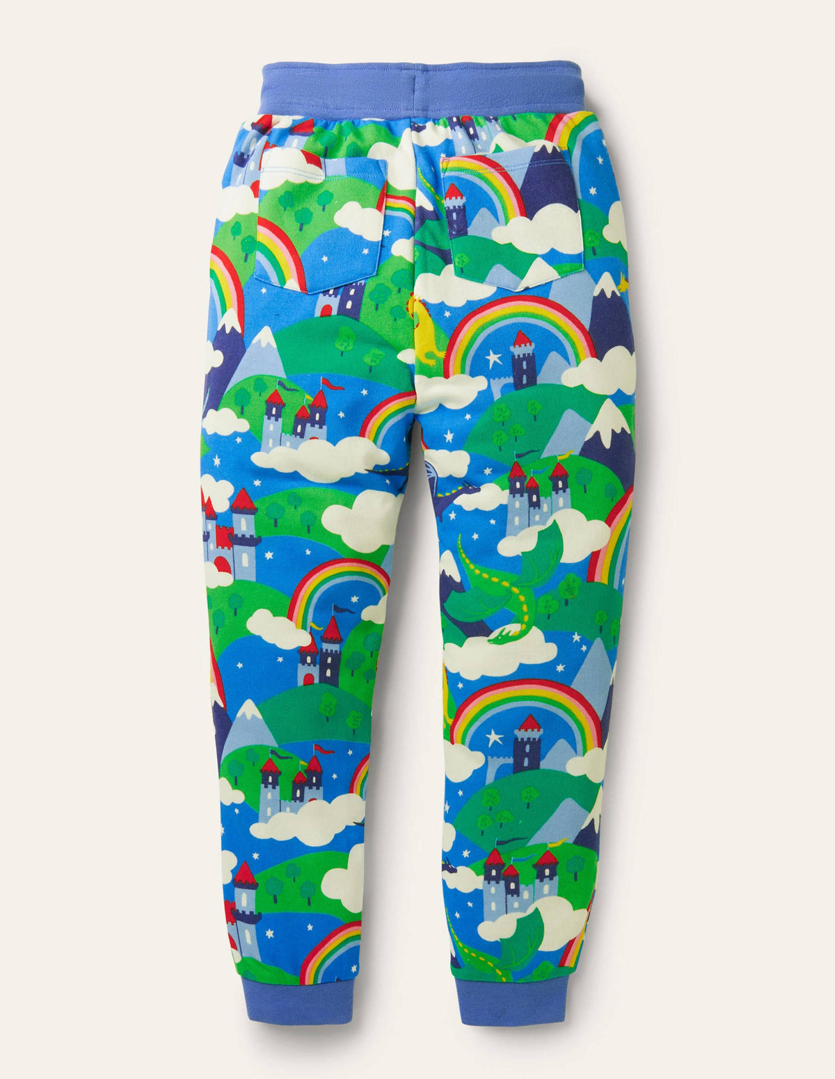 Printed Joggers-Blue Rainbow Dragon Sky - Image 2