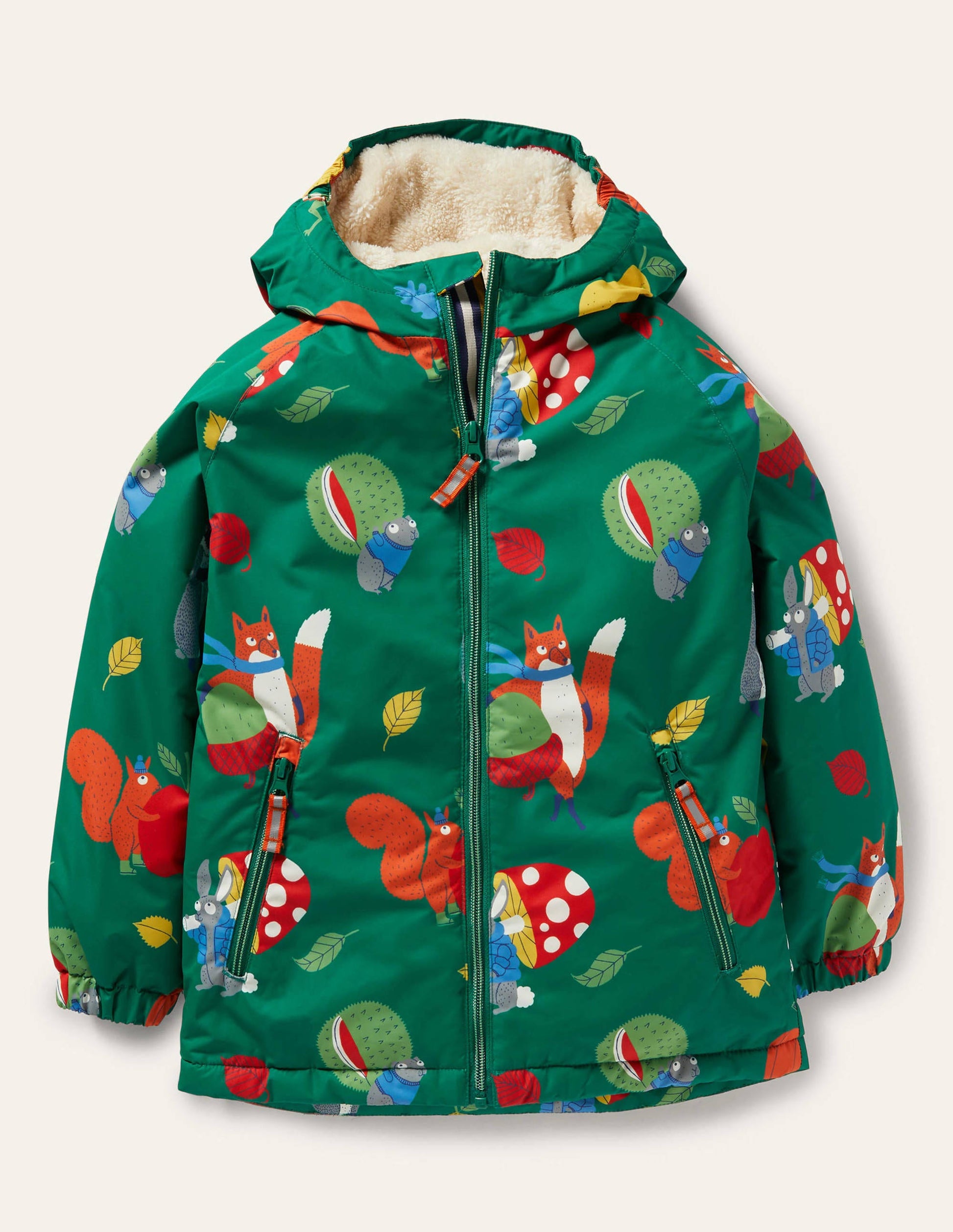 Cosy Sherpa-lined Anorak-Forest Green Bonkers Conkers-1