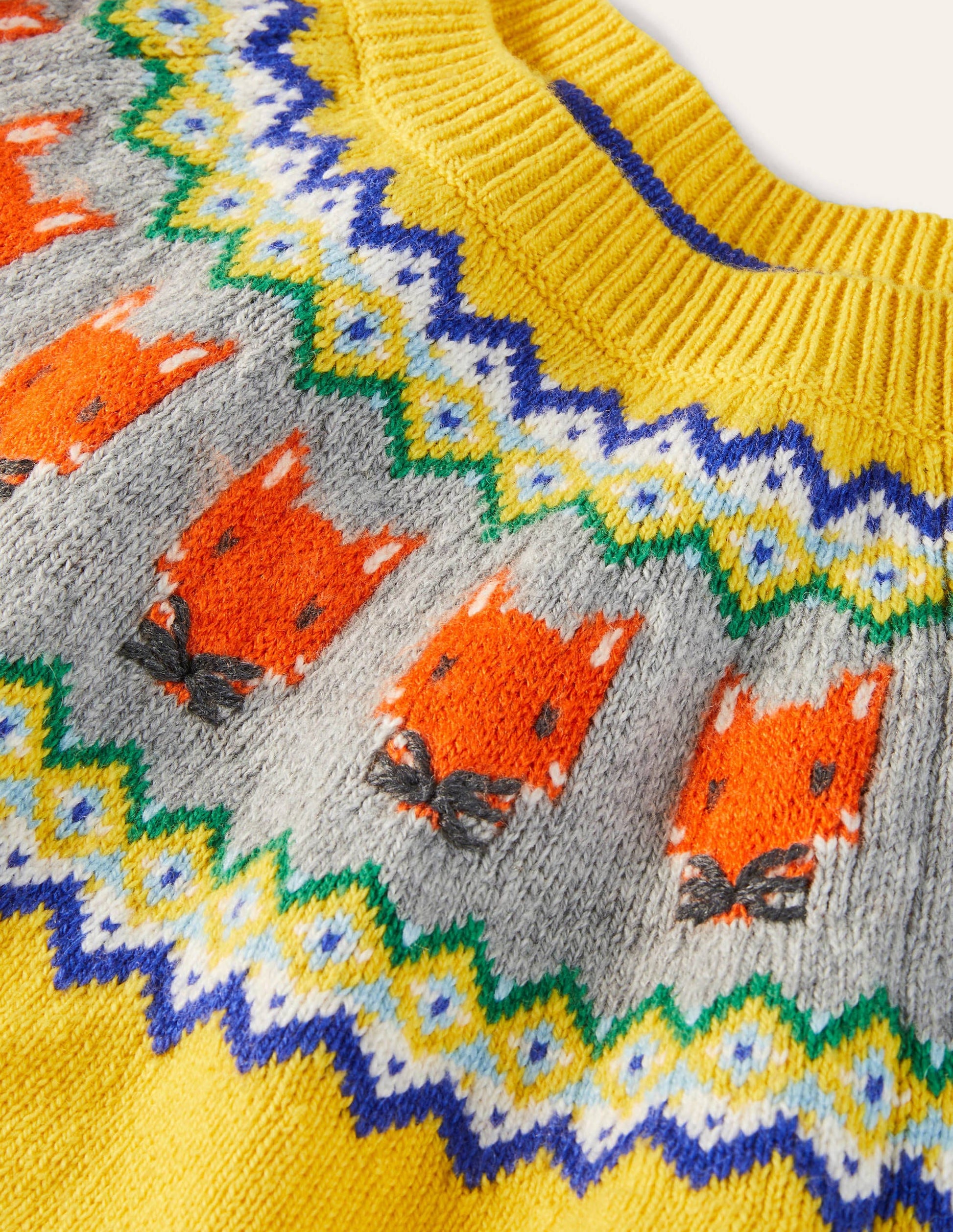 Fair Isle Crew Sweater-Honeycomb Yellow Foxes-3