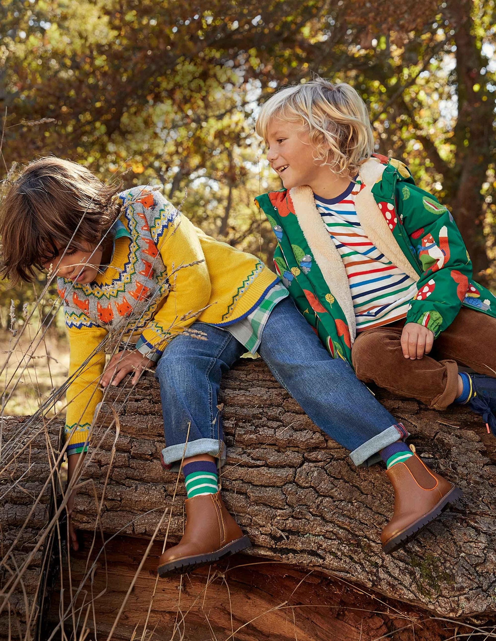 Fair Isle Crew Sweater-Honeycomb Yellow Foxes-4
