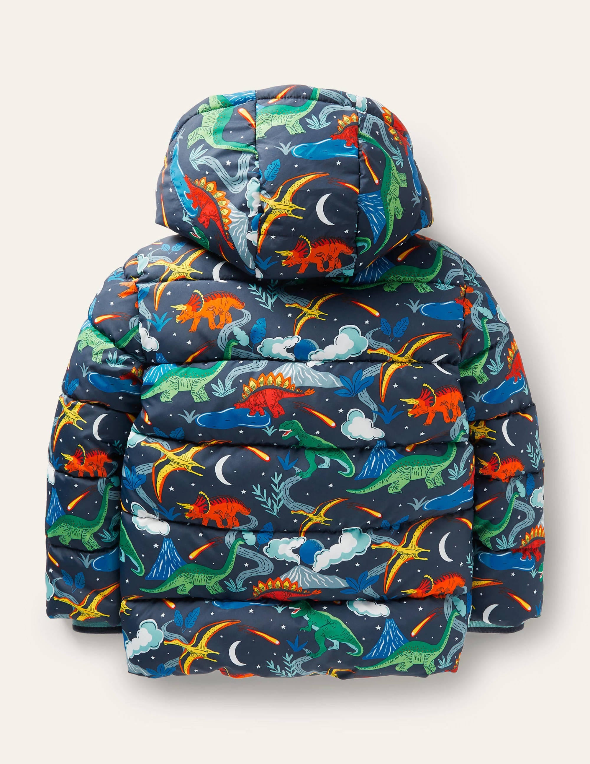 Water Resistant Padded Jacket-Soot Grey Dinosaurs - Image 2