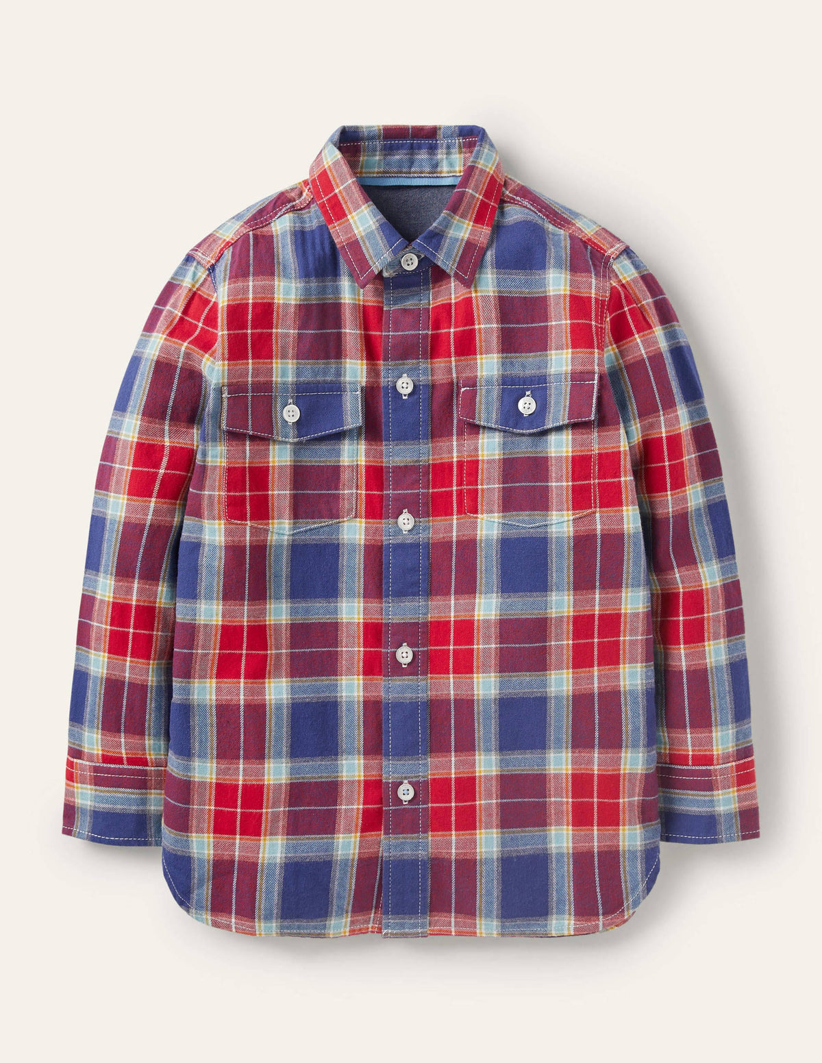 Cosy Brushed Check Shirt-Rockabilly Red/Starboard Blue - Image 1