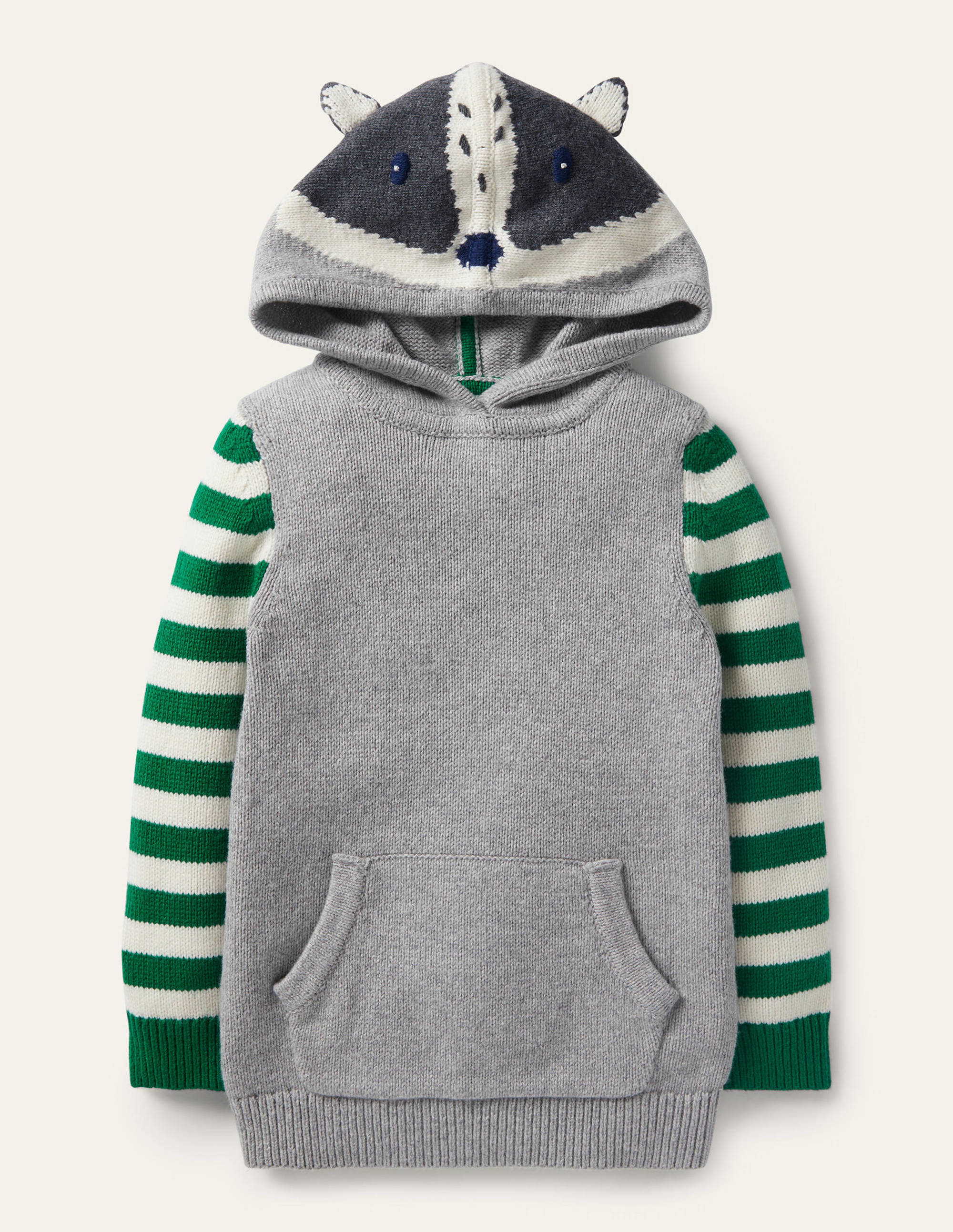 Woodland Knitted Hoodie-Grey Marl Badger - Image 1