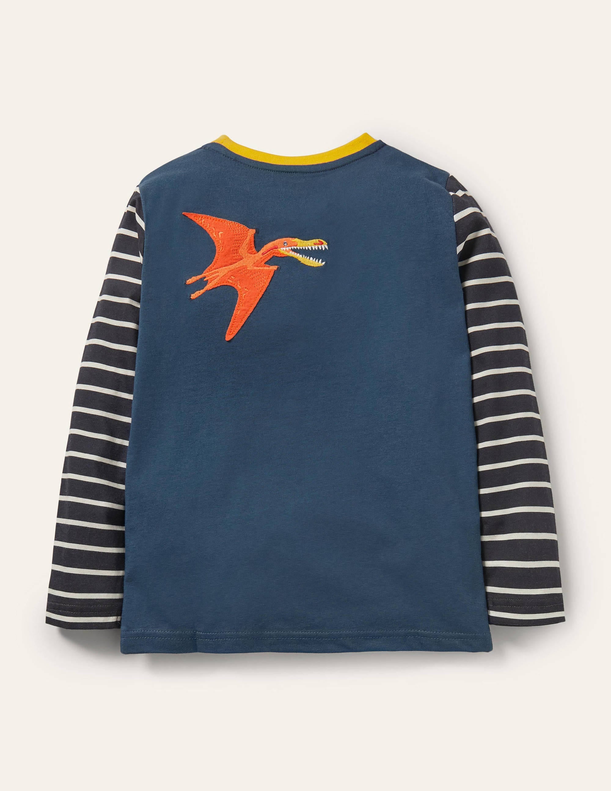 Wrap-around Appliqué T-shirt-Stormy Blue Pterodactyl - Image 2