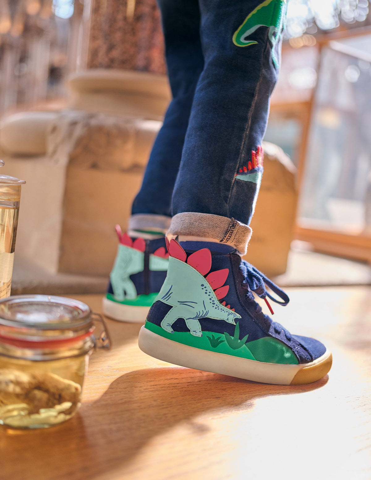 Dinosaur Pull-on Denim Jeans-Mid Vintage Dinos - Image 4