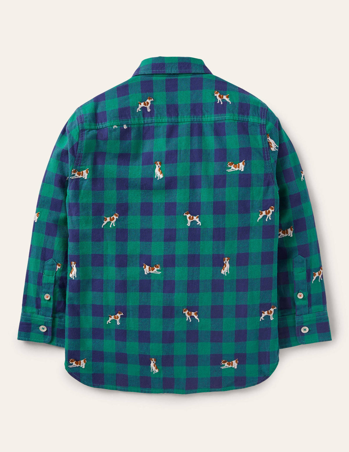 Cosy Embroidered Check Shirt-Blue/Green Sprout - Image 2
